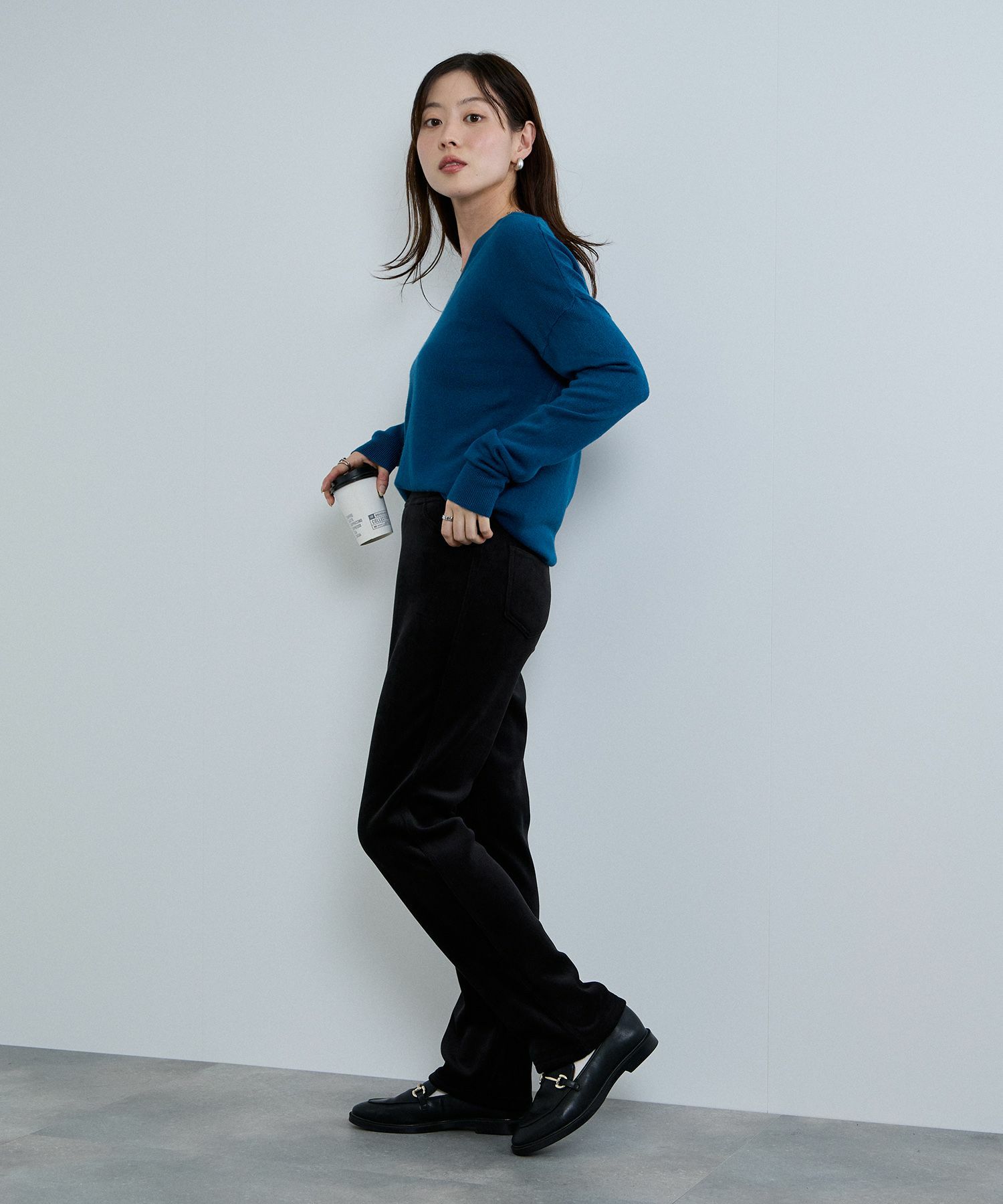 nAvy MAC HEAT コーデュロイ裏ベロアストレートパンツ レディース