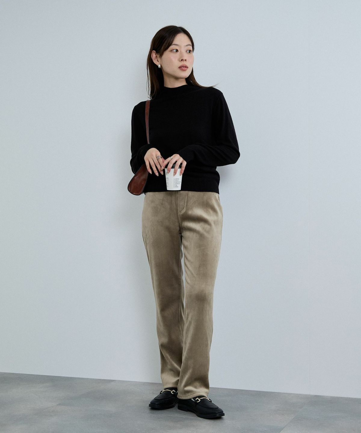 nAvy MAC HEAT コーデュロイ裏ベロアストレートパンツ レディース