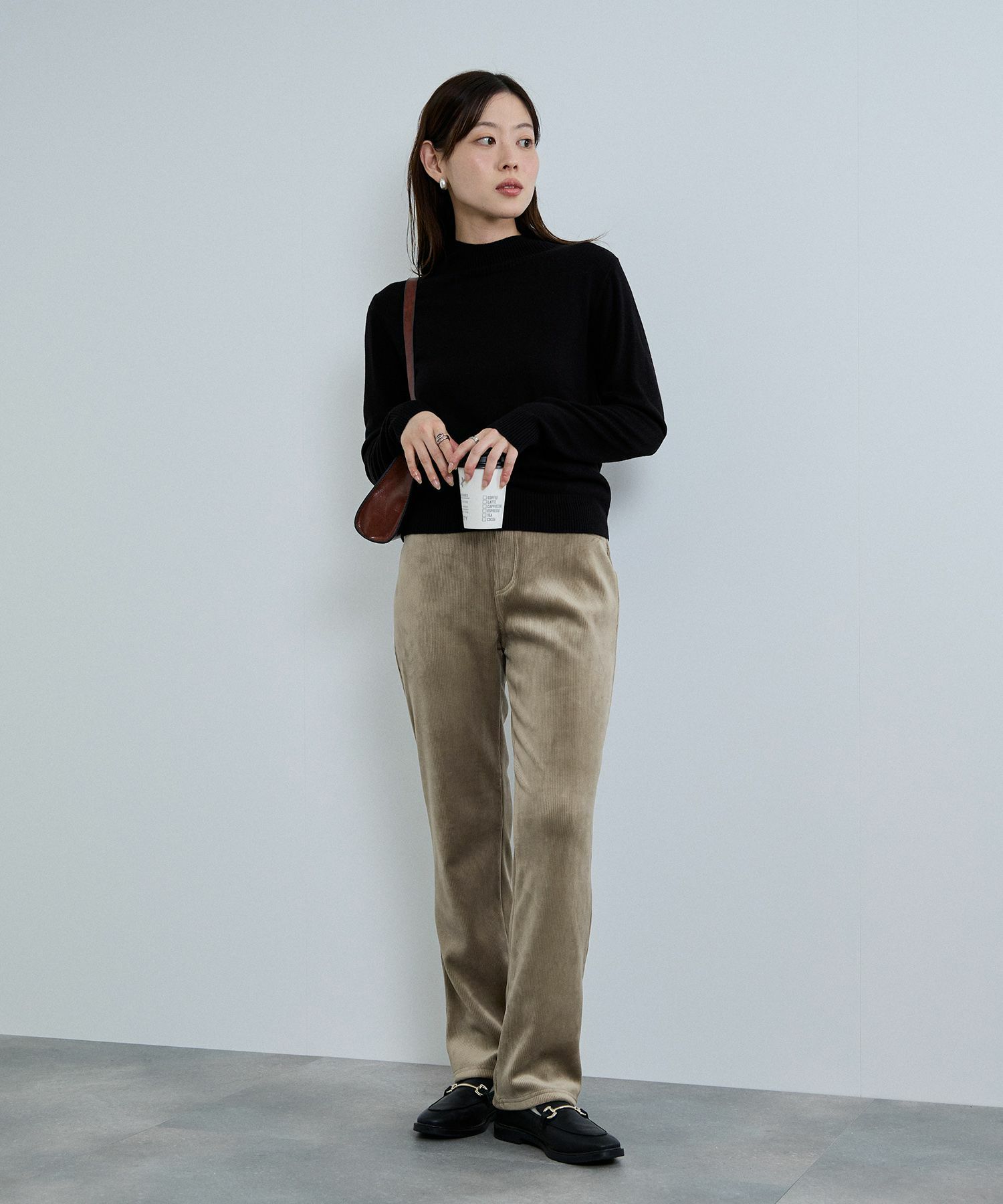 nAvy MAC HEAT コーデュロイ裏ベロアストレートパンツ レディース