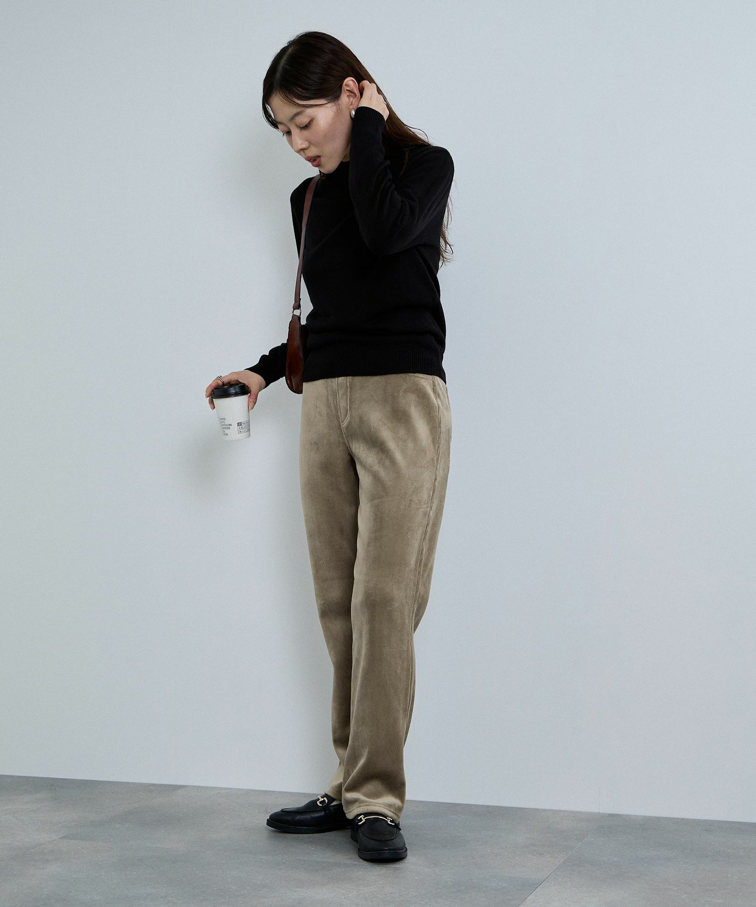 nAvy MAC HEAT コーデュロイ裏ベロアストレートパンツ レディース
