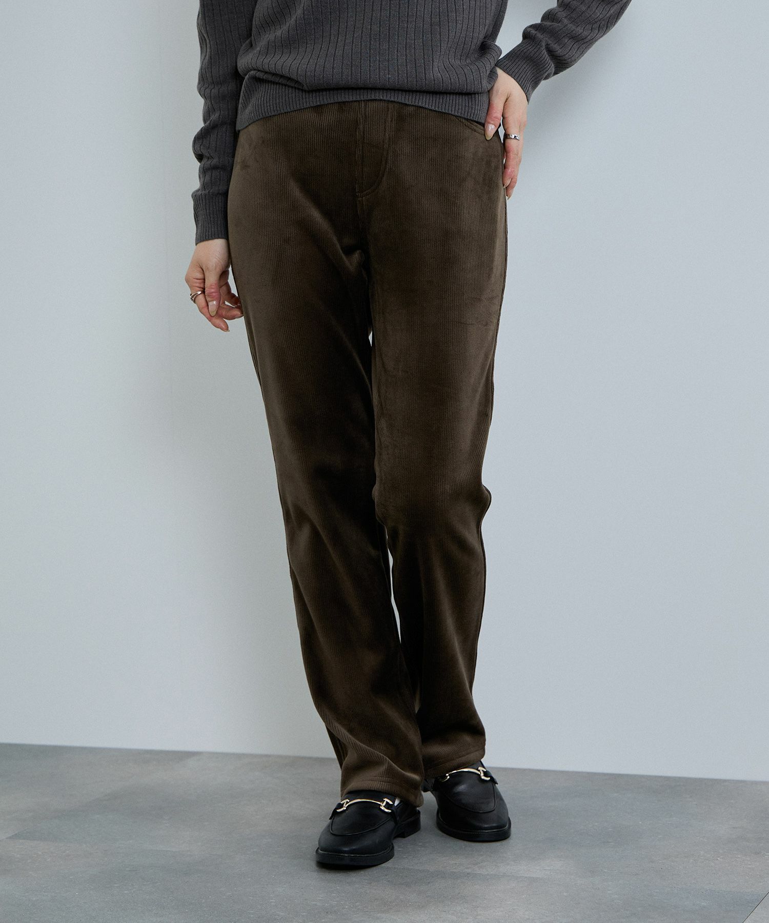 nAvy MAC HEAT コーデュロイ裏ベロアストレートパンツ レディース