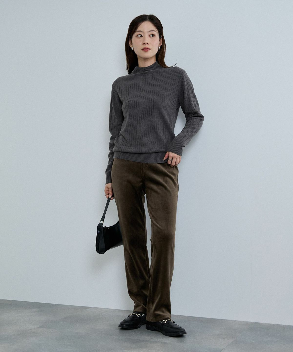 nAvy MAC HEAT コーデュロイ裏ベロアストレートパンツ レディース