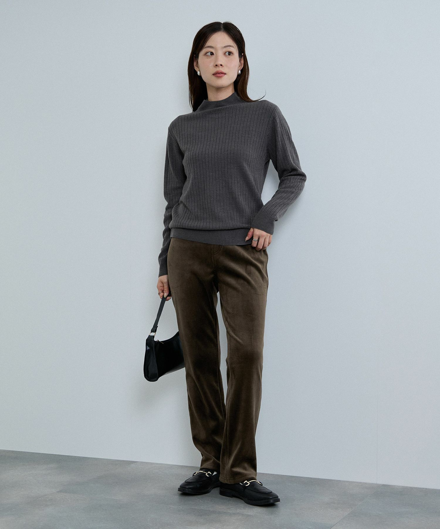 nAvy MAC HEAT コーデュロイ裏ベロアストレートパンツ レディース