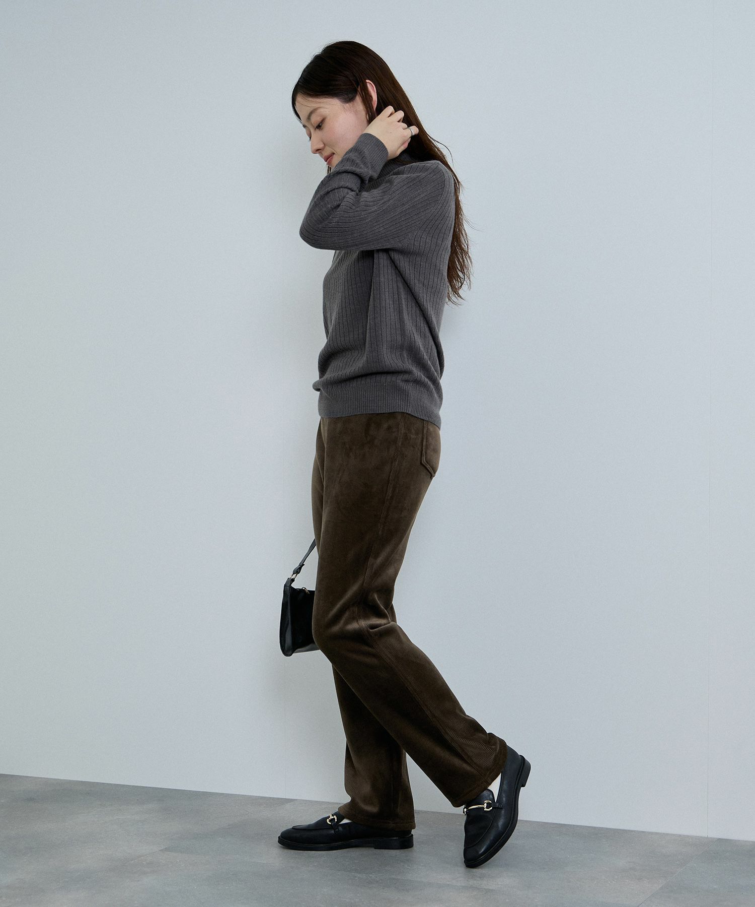 nAvy MAC HEAT コーデュロイ裏ベロアストレートパンツ レディース