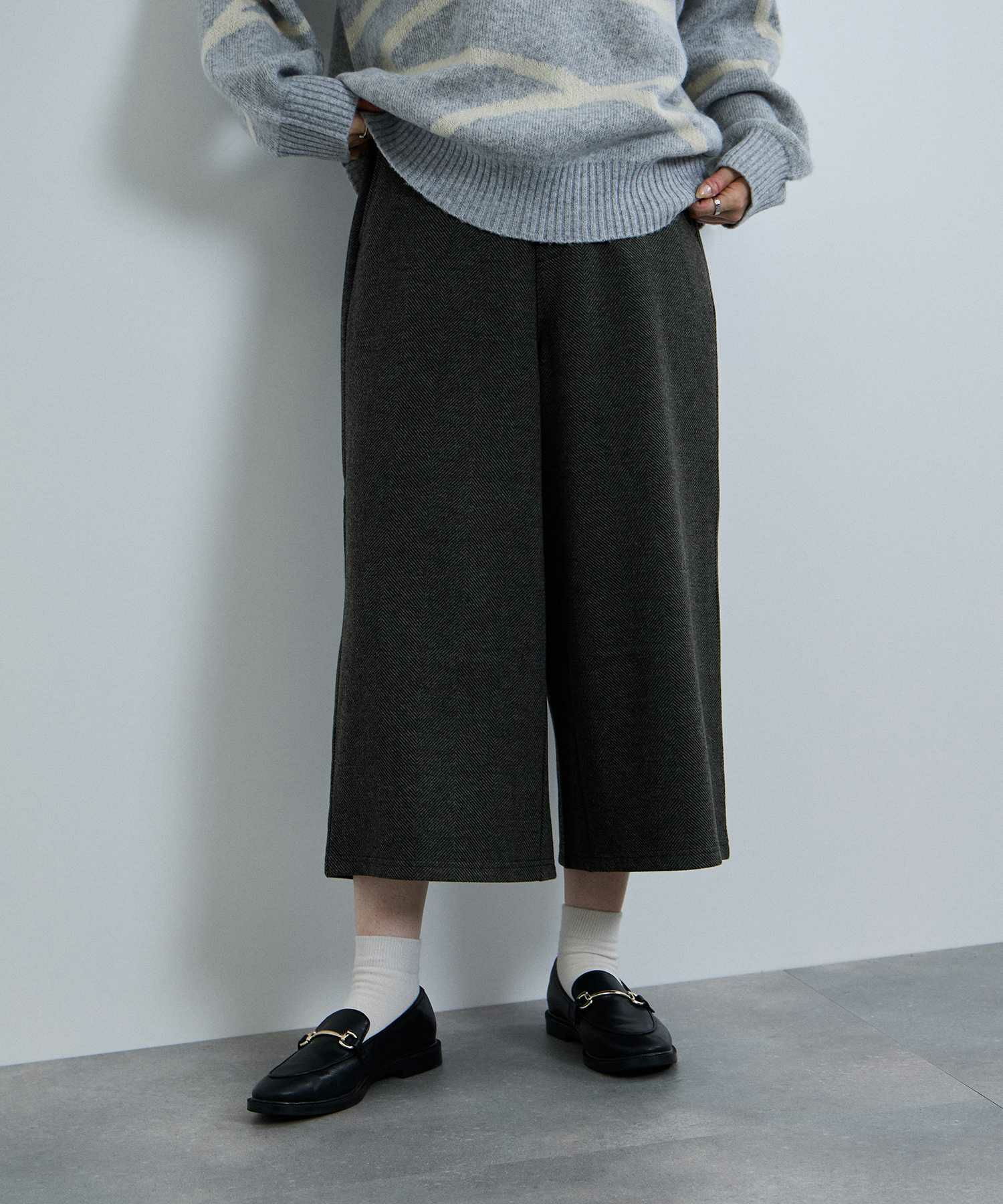 nAvy  ニットワイドクロップドパンツ レディース商品画像-3