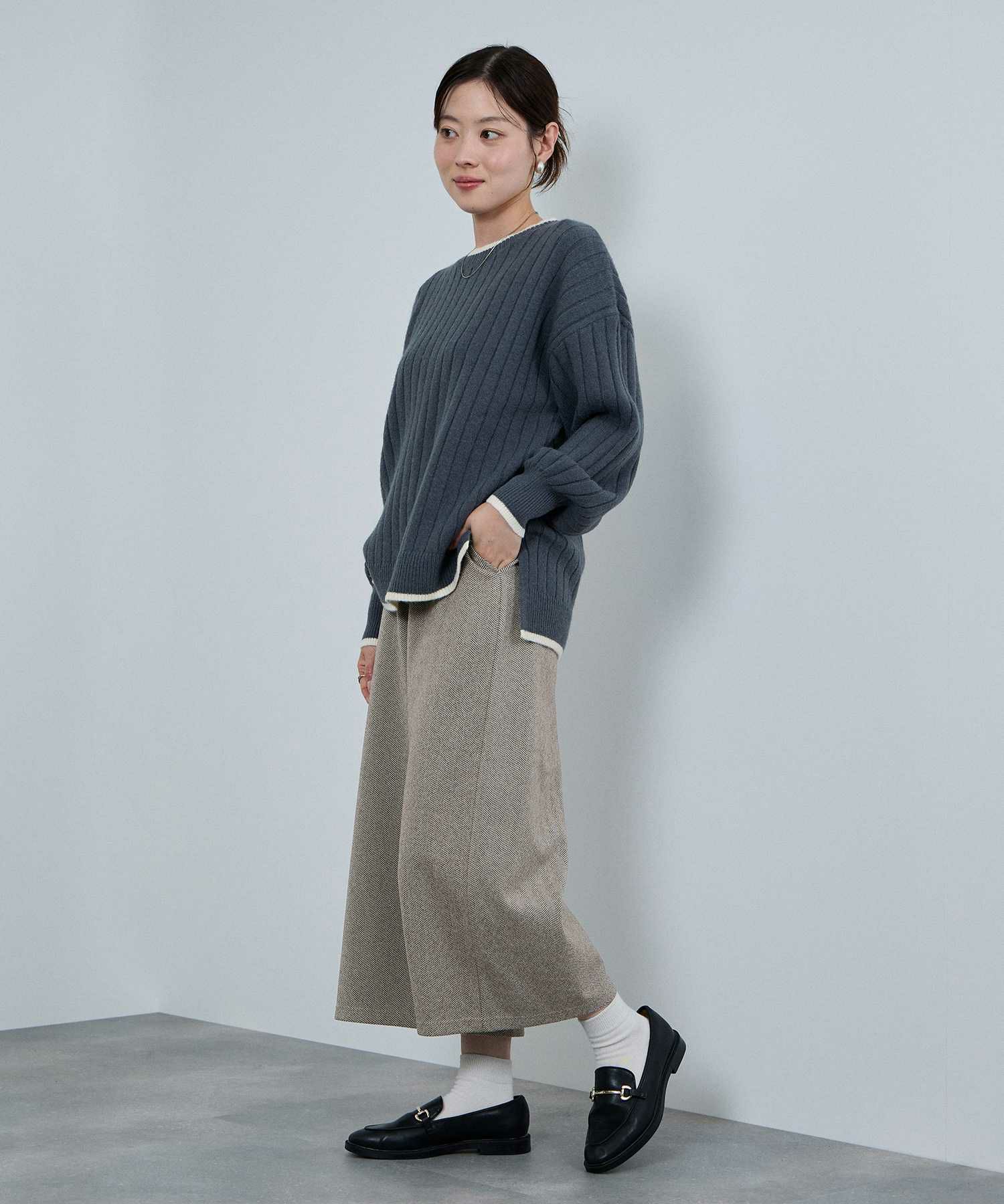 nAvy ニットワイドクロップドパンツ レディース