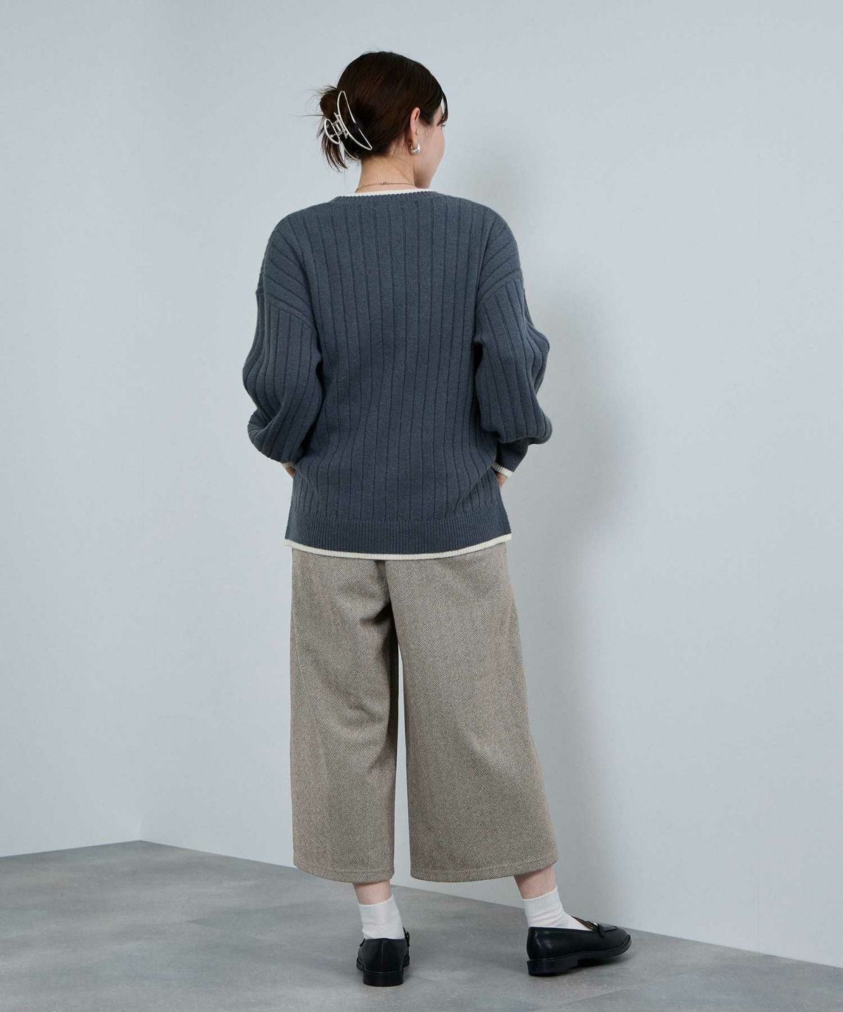 nAvy ニットワイドクロップドパンツ レディース