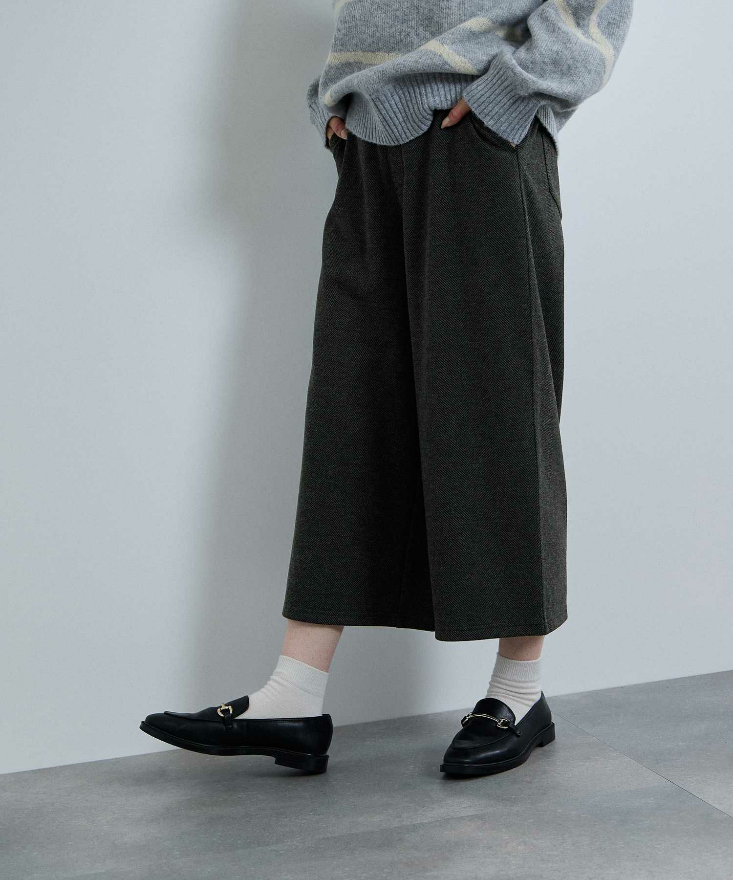 nAvy ニットワイドクロップドパンツ レディース