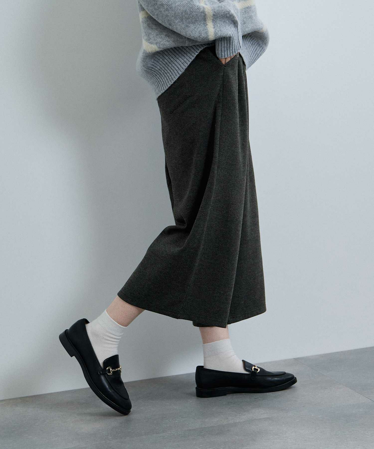nAvy ニットワイドクロップドパンツ レディース