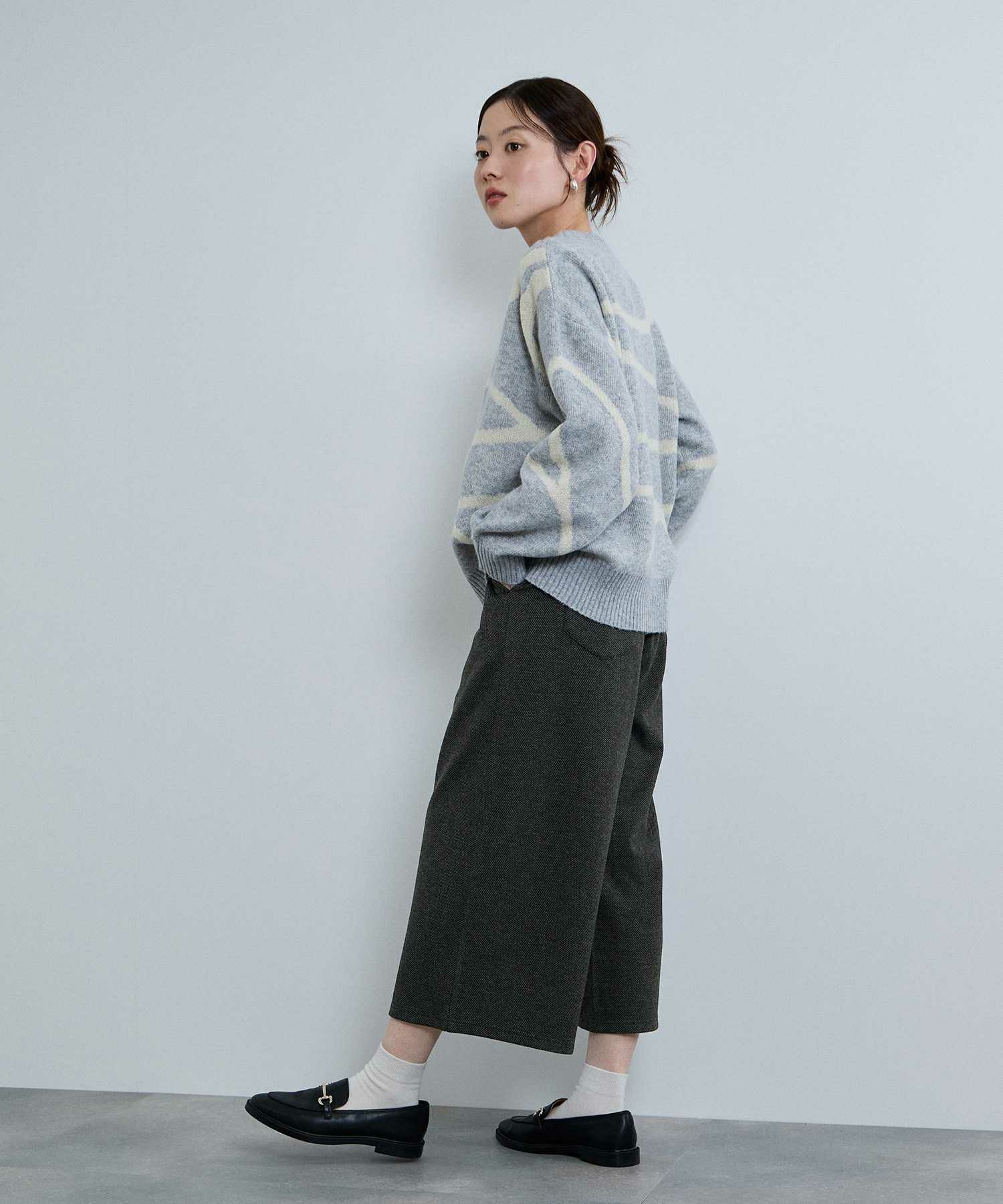 nAvy ニットワイドクロップドパンツ レディース