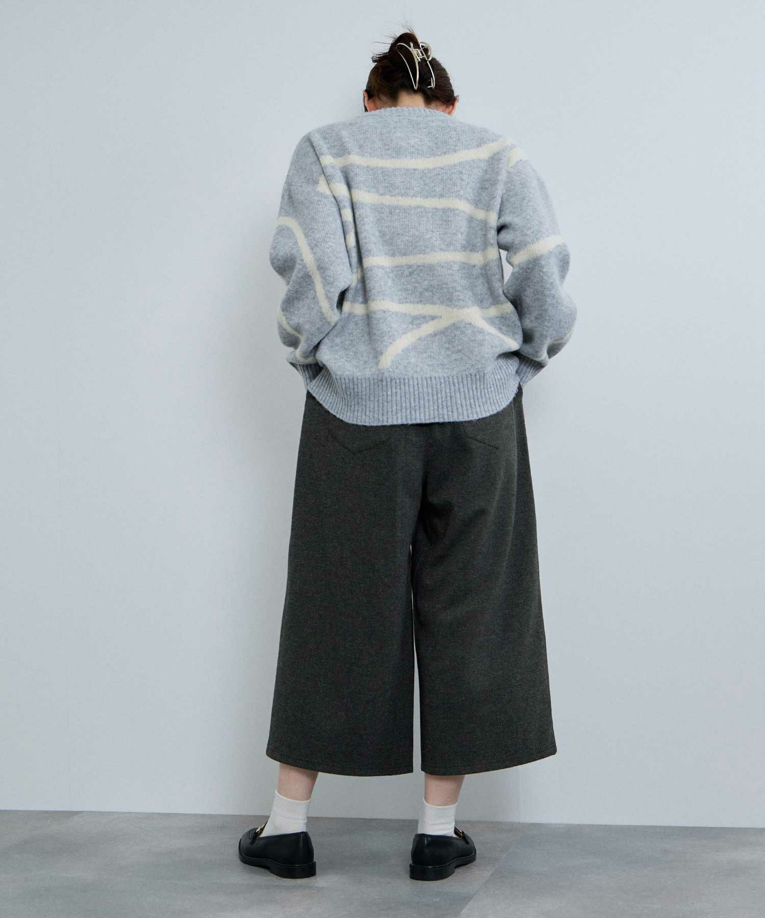 nAvy ニットワイドクロップドパンツ レディース