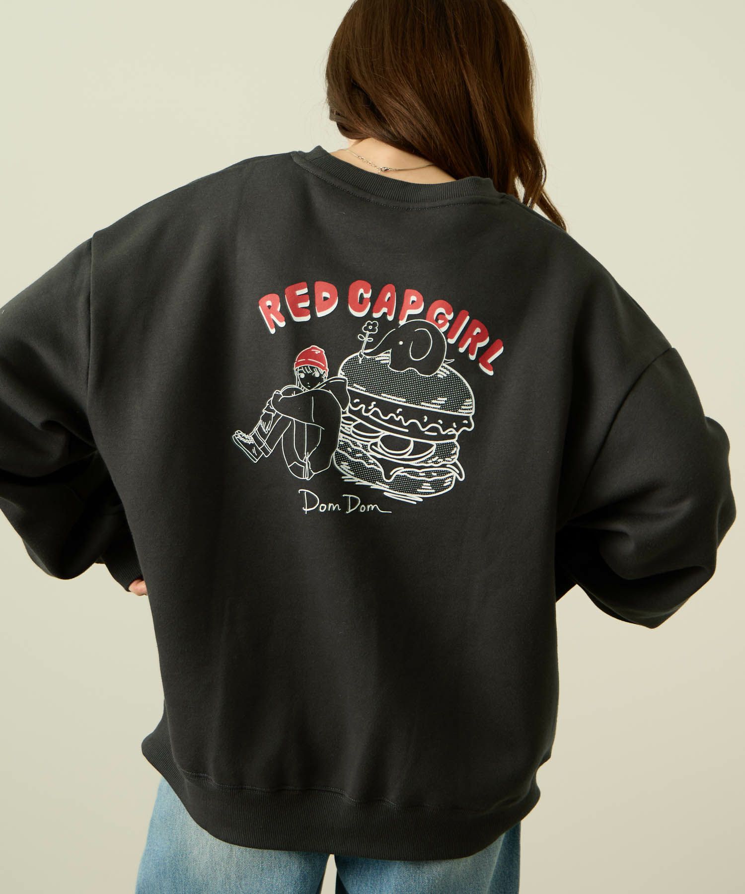 RED CAP GIRL×ドムドムハンバーガー 裏起毛トレーナー メンズ【数量限定トートバッグをプレゼント】