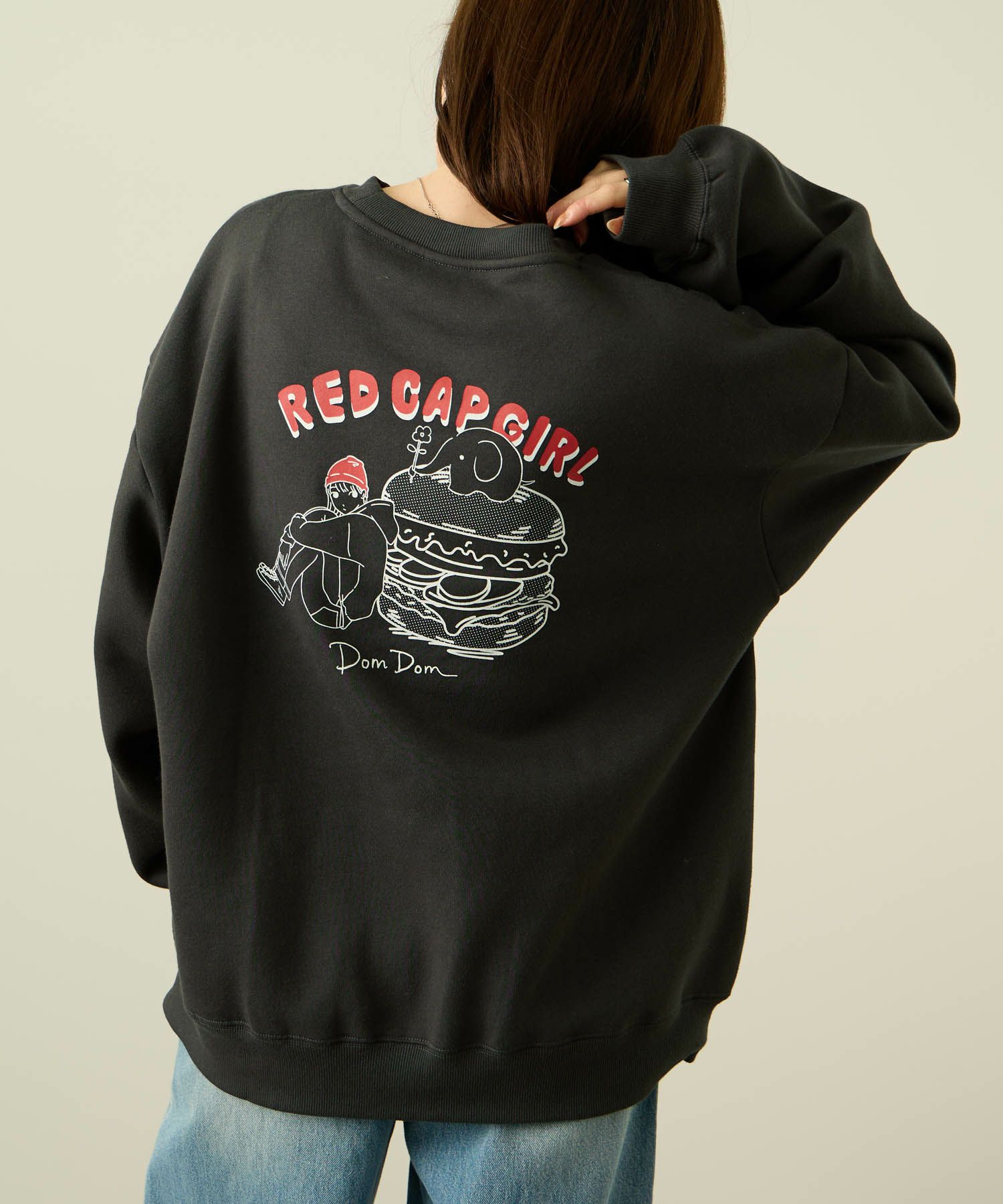RED CAP GIRL×ドムドムハンバーガー 裏起毛トレーナー メンズ【数量限定トートバッグをプレゼント】