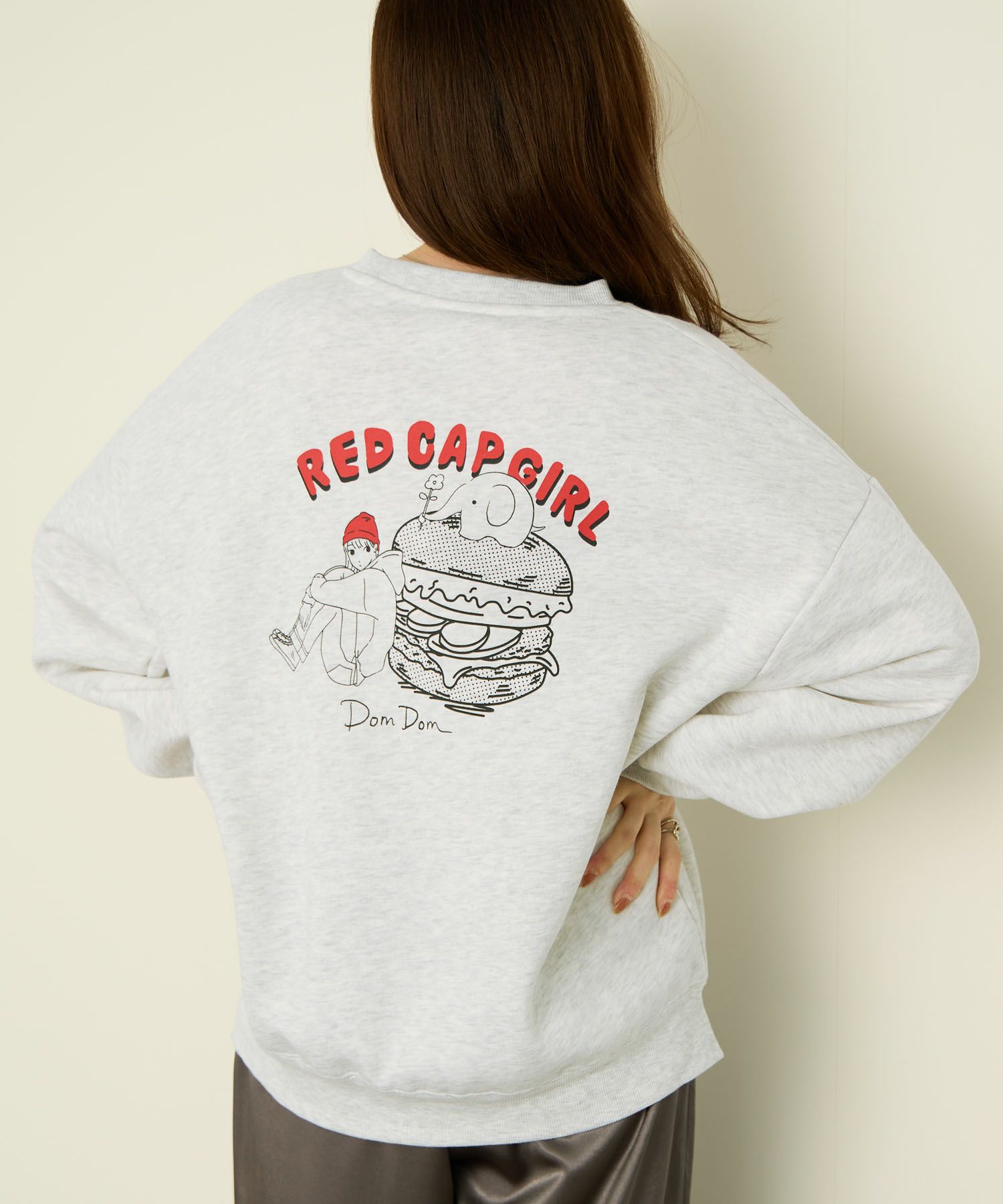 RED CAP GIRL×ドムドムハンバーガー 裏起毛トレーナー メンズ【数量限定トートバッグをプレゼント】