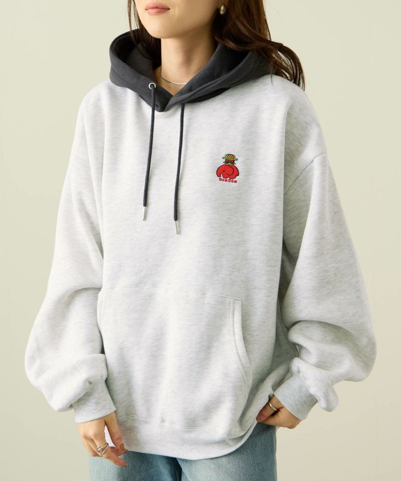 RED CAP GIRL×ドムドムハンバーガー 裏起毛配色フーディー メンズ商品画像-2