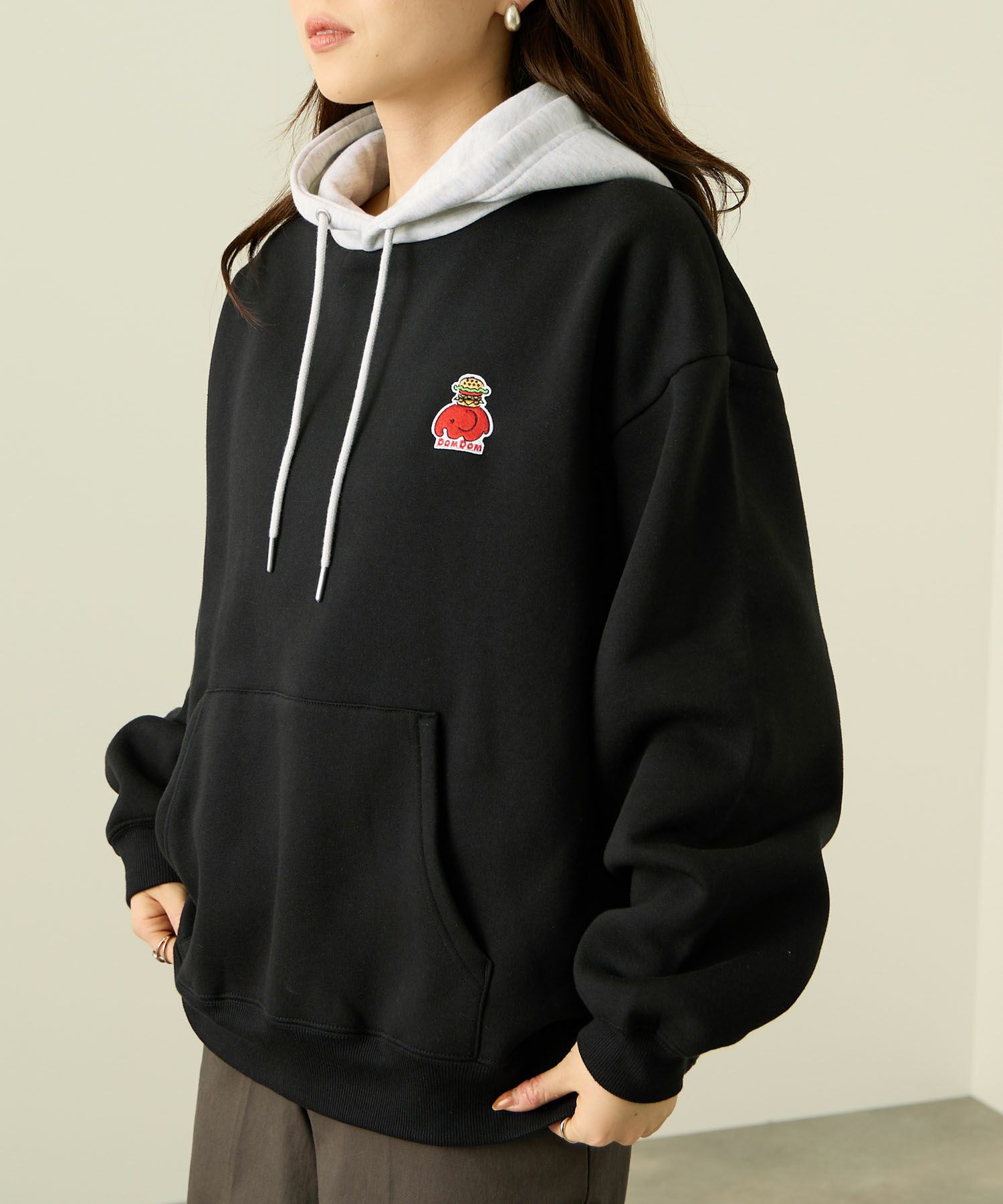 RED CAP GIRL×ドムドムハンバーガー 裏起毛配色フーディー メンズ商品サムネイル-3