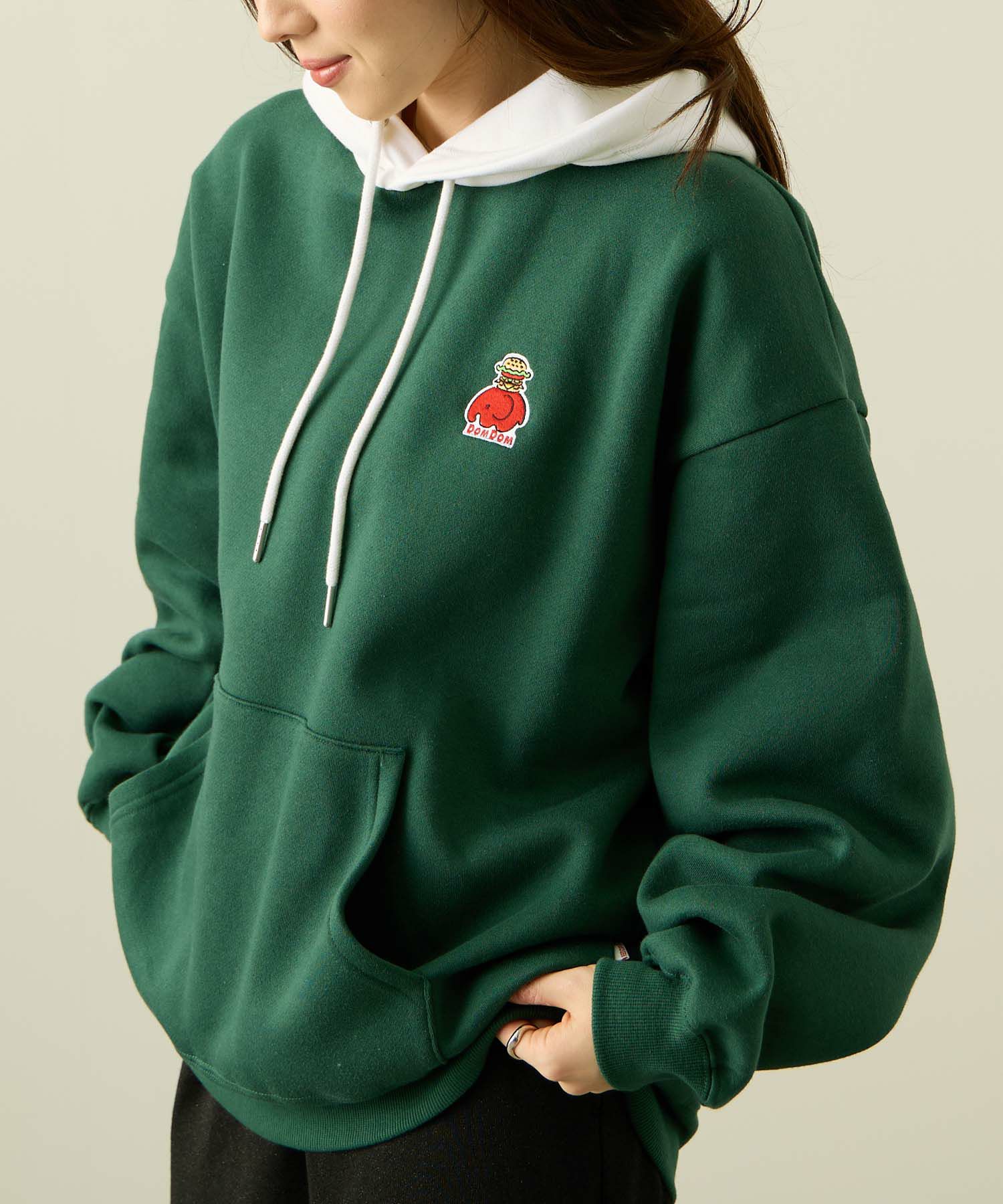 RED CAP GIRL×ドムドムハンバーガー 裏起毛配色フーディー メンズ【数量限定トートバッグをプレゼント】