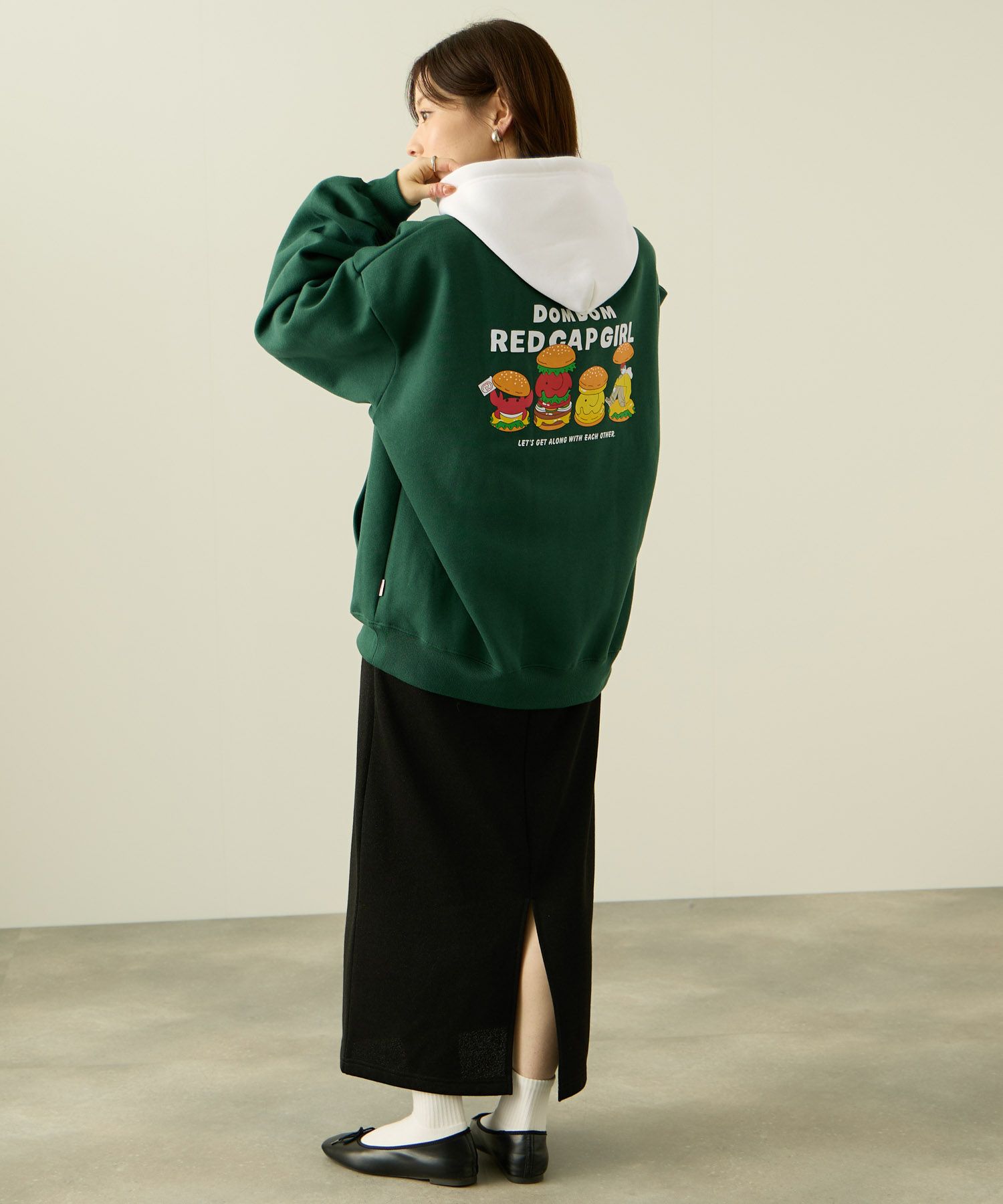 RED CAP GIRL×ドムドムハンバーガー 裏起毛配色フーディー メンズ商品サムネイル-7
