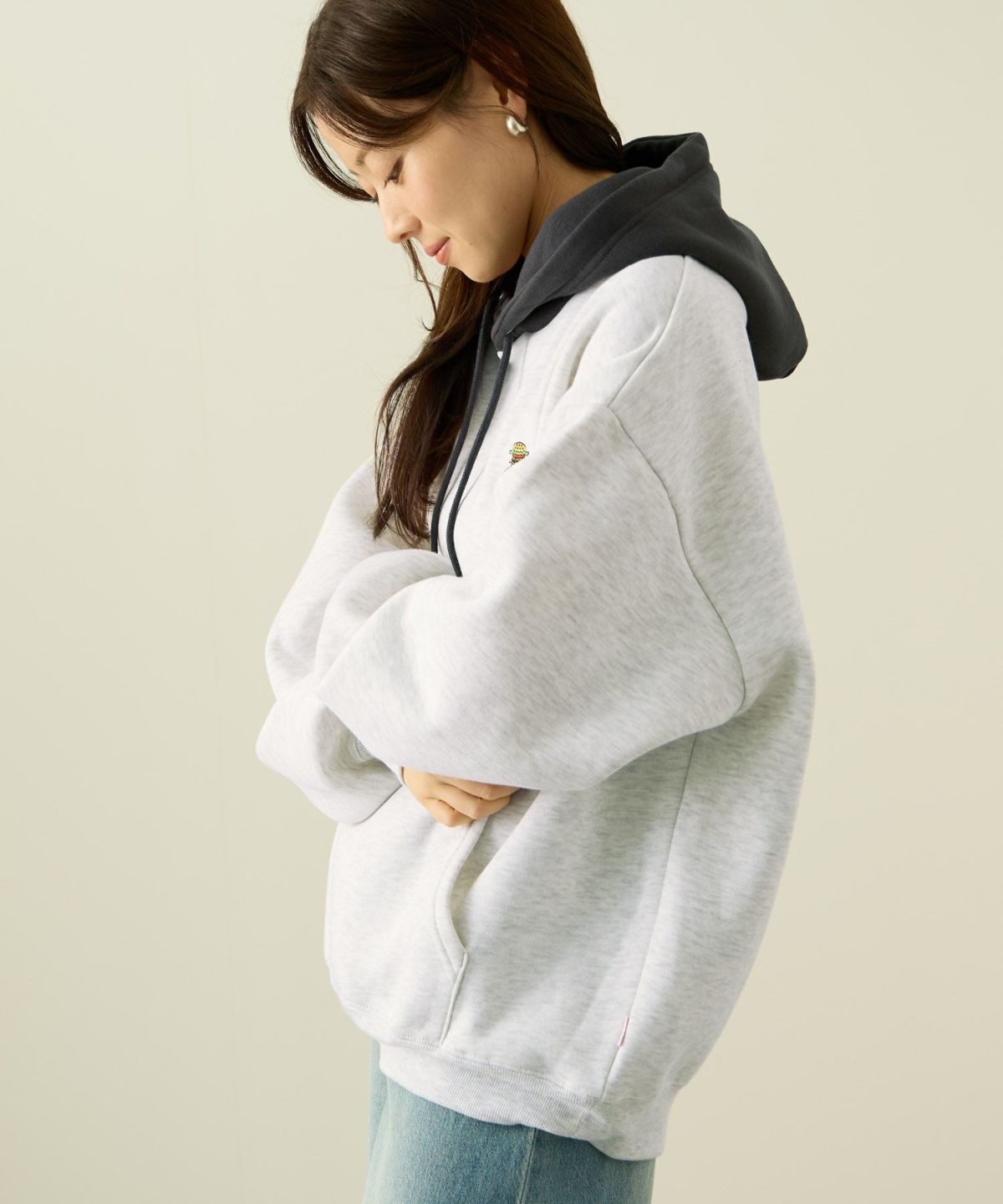 RED CAP GIRL×ドムドムハンバーガー 裏起毛配色フーディー メンズ【数量限定トートバッグをプレゼント】