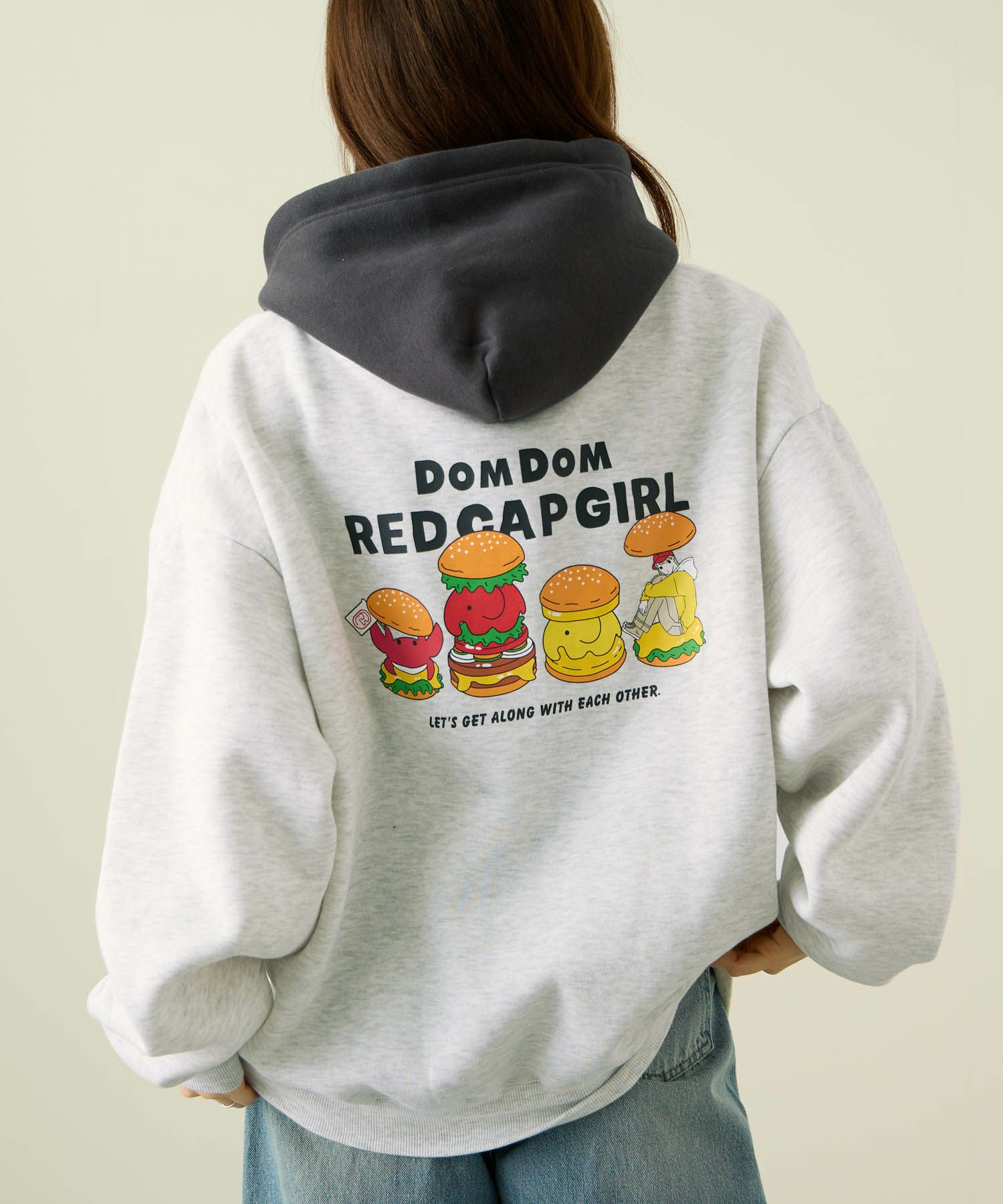 RED CAP GIRL×ドムドムハンバーガー 裏起毛配色フーディー メンズ商品サムネイル-9