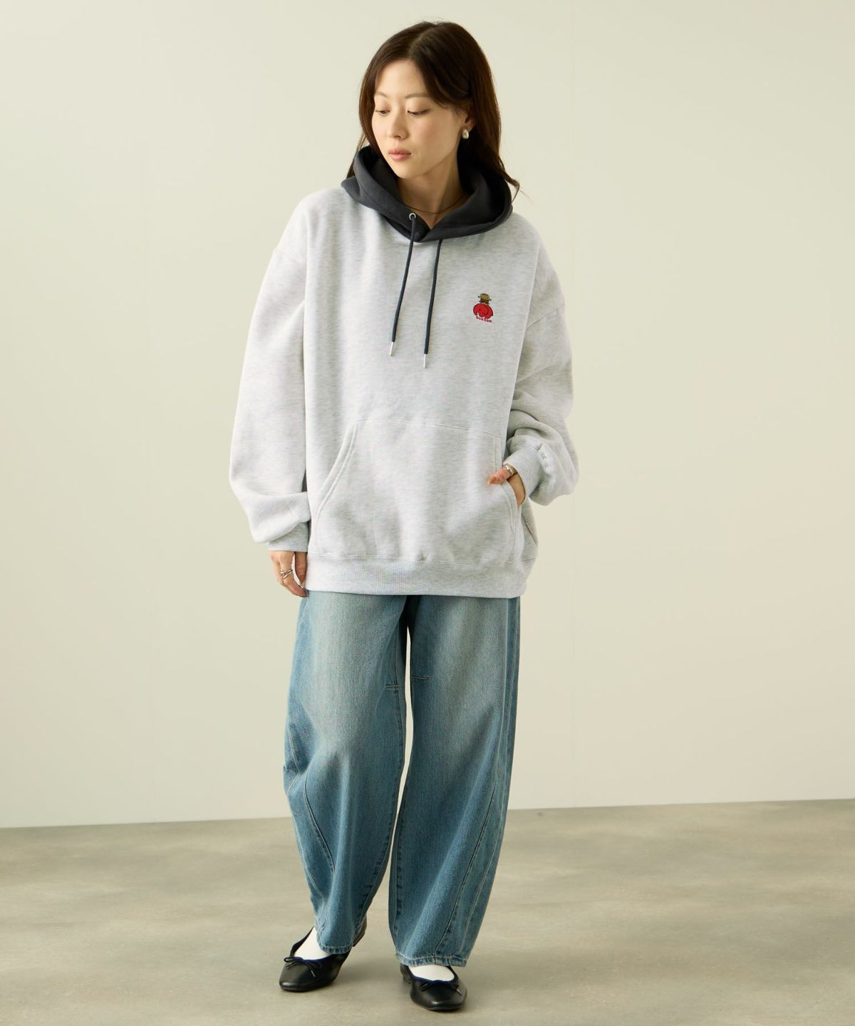 RED CAP GIRL×ドムドムハンバーガー 裏起毛配色フーディー メンズ【数量限定トートバッグをプレゼント】