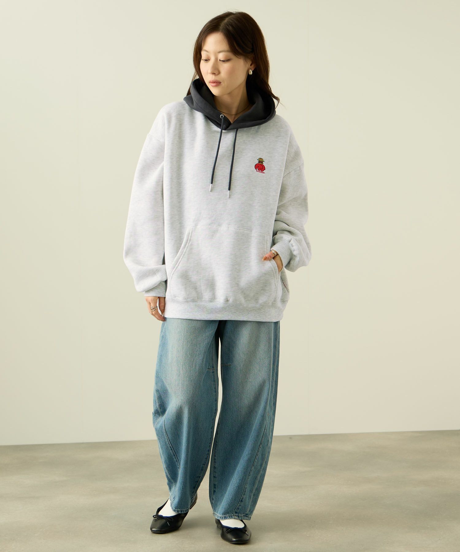 RED CAP GIRL×ドムドムハンバーガー 裏起毛配色フーディー メンズ商品サムネイル-10