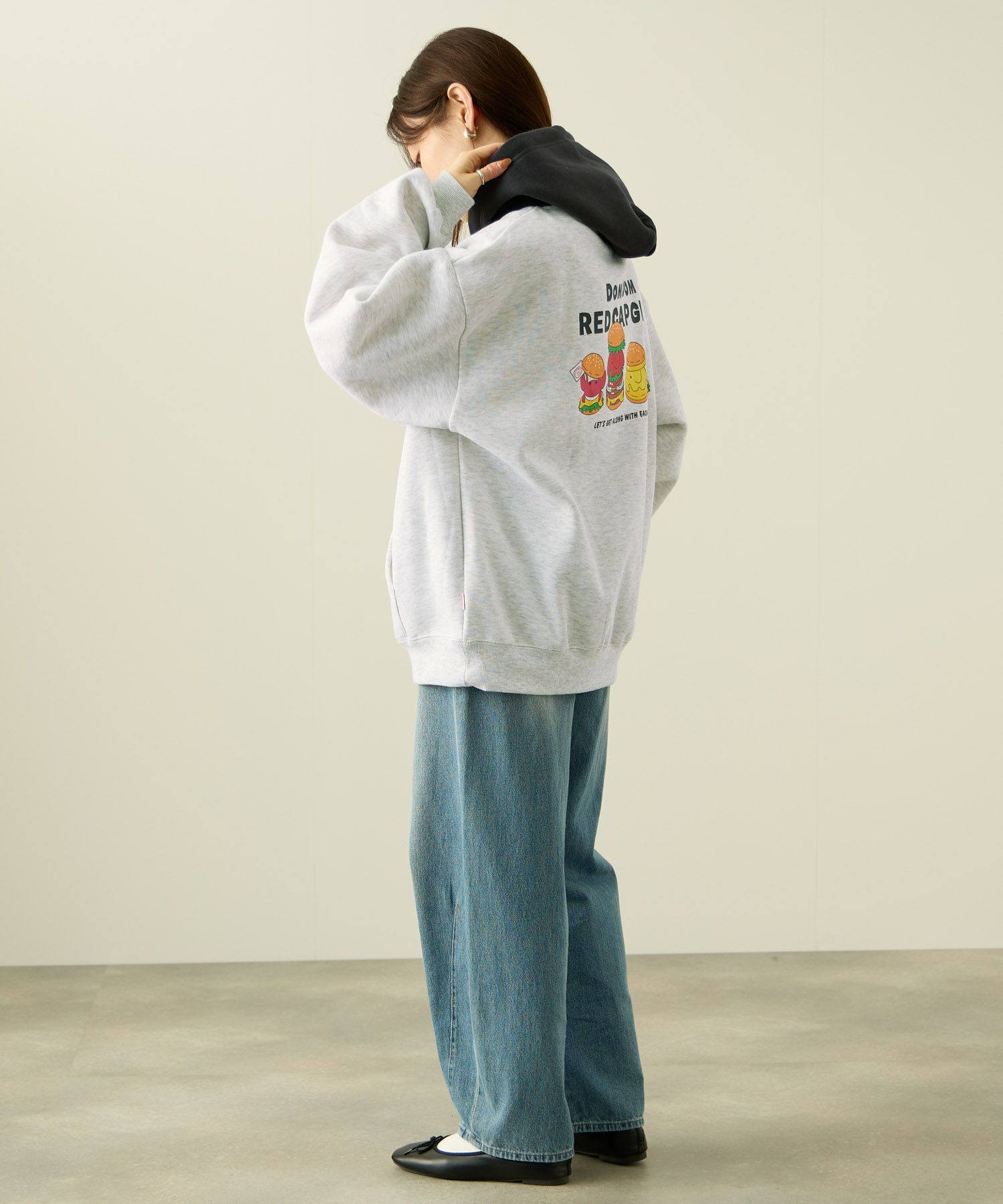 RED CAP GIRL×ドムドムハンバーガー 裏起毛配色フーディー メンズ商品サムネイル-11