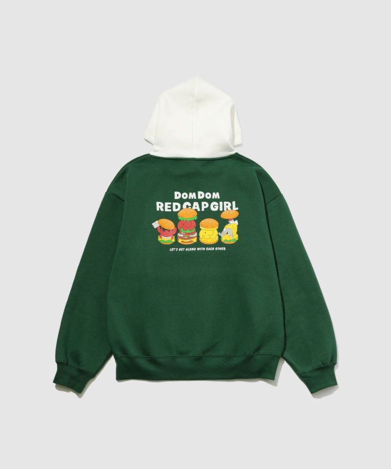 RED CAP GIRL×ドムドムハンバーガー 裏起毛配色フーディー メンズ商品画像-19