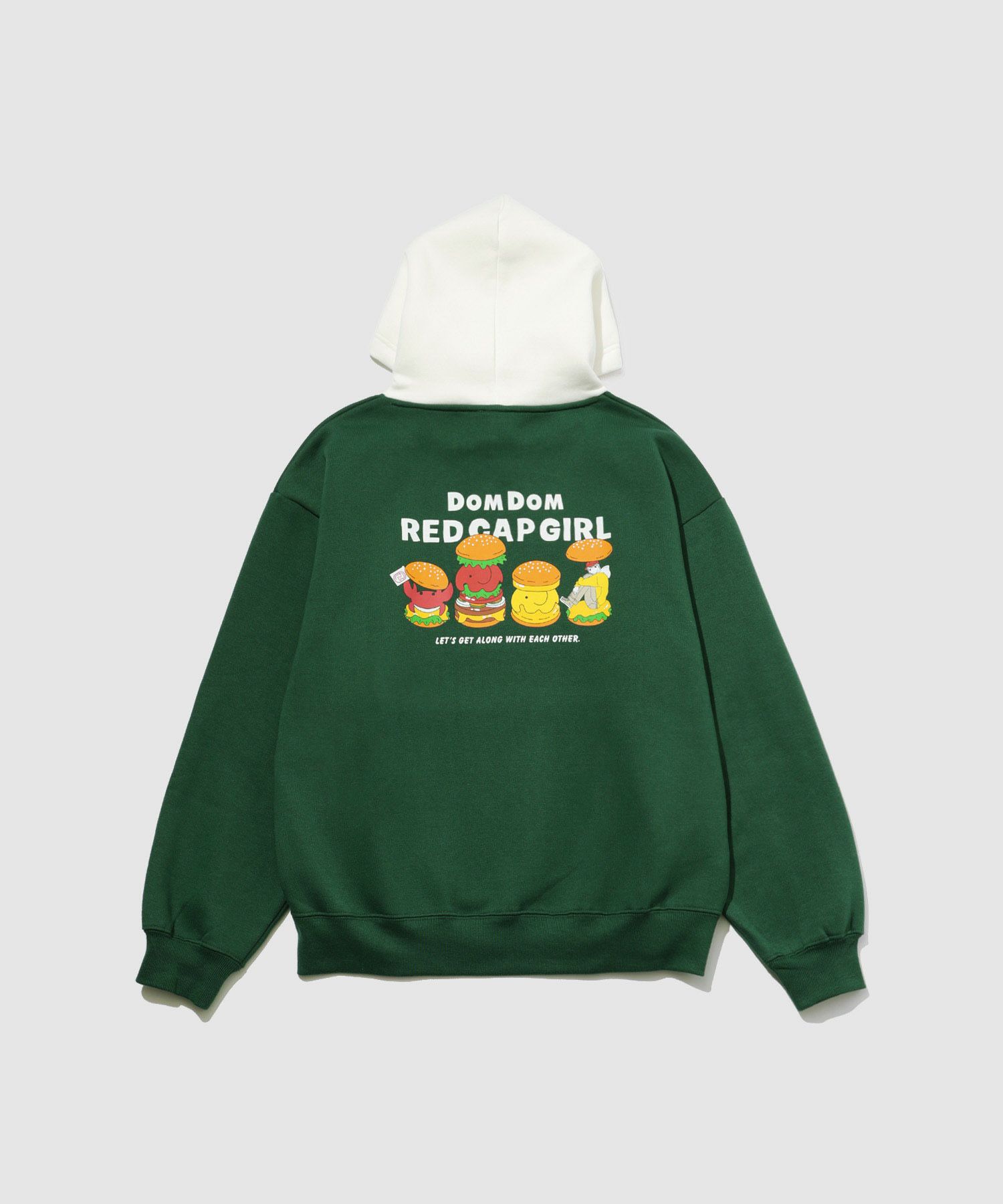 RED CAP GIRL×ドムドムハンバーガー 裏起毛配色フーディー メンズ【数量限定トートバッグをプレゼント】