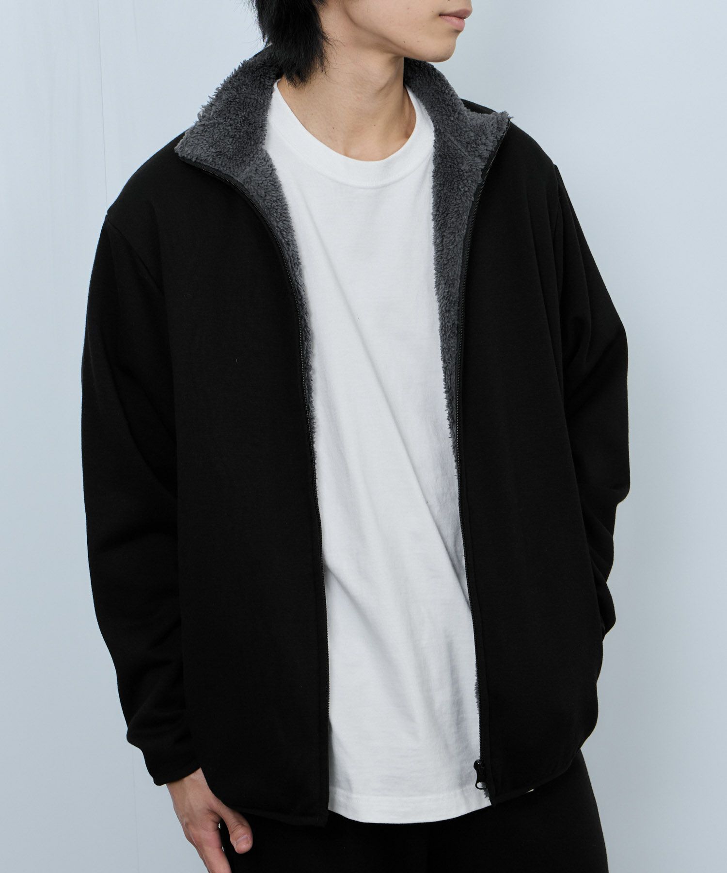 NAVY  裏ボアフルジップブルゾン メンズ商品画像-1