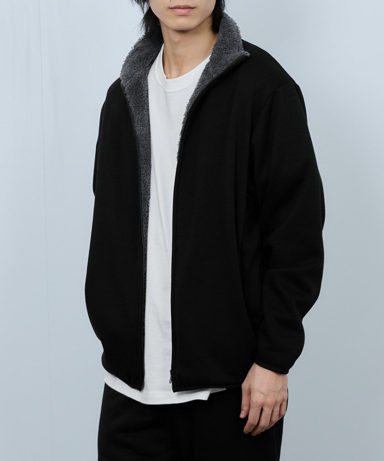 NAVY  裏ボアフルジップブルゾン メンズ商品画像-8