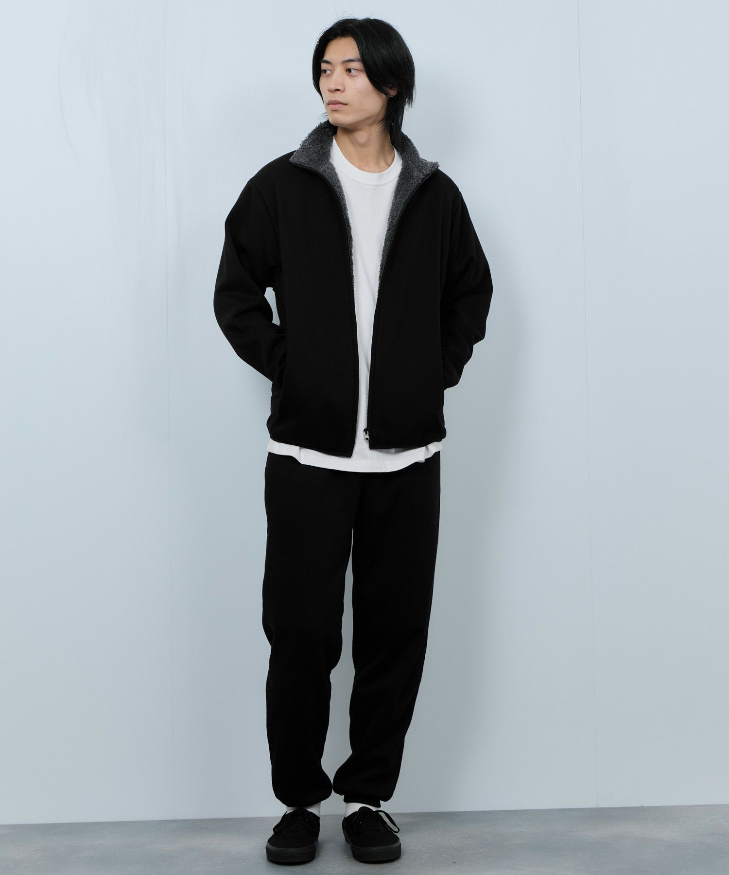 NAVY  裏ボアフルジップブルゾン メンズ商品画像-9