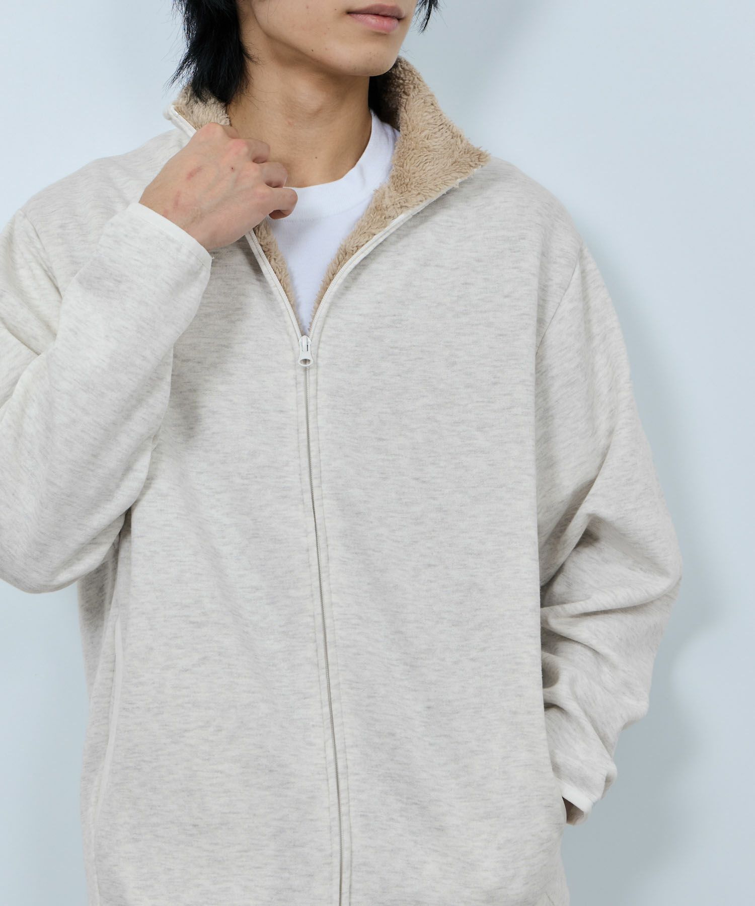 NAVY 裏ボアフルジップブルゾン メンズ