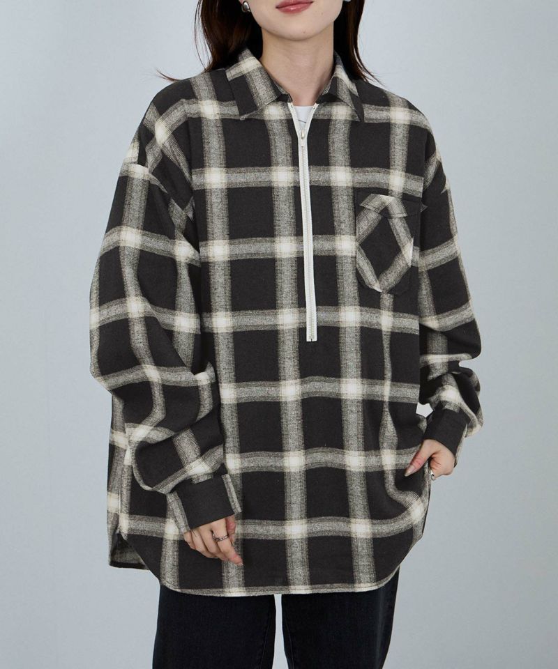 nAvy  ハーフジップオンブレネルシャツ レディース商品画像-1