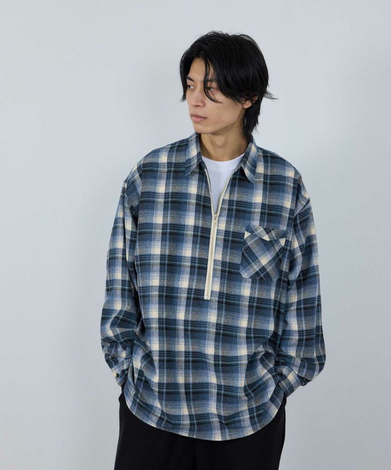 nAvy ハーフジップオンブレネルシャツ レディース