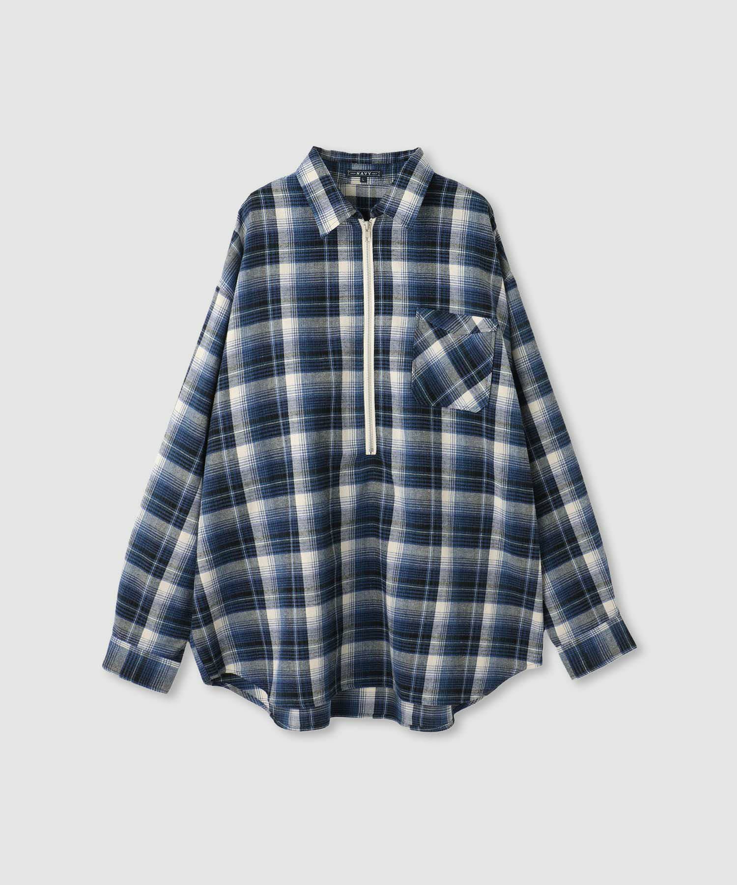 nAvy  ハーフジップオンブレネルシャツ レディース商品画像-2