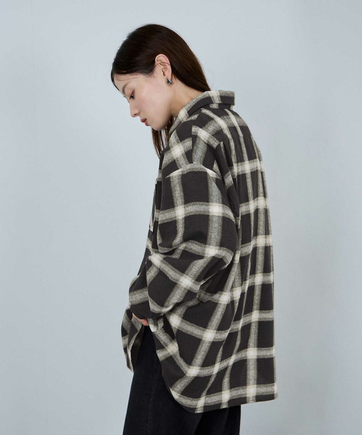 nAvy ハーフジップオンブレネルシャツ レディース