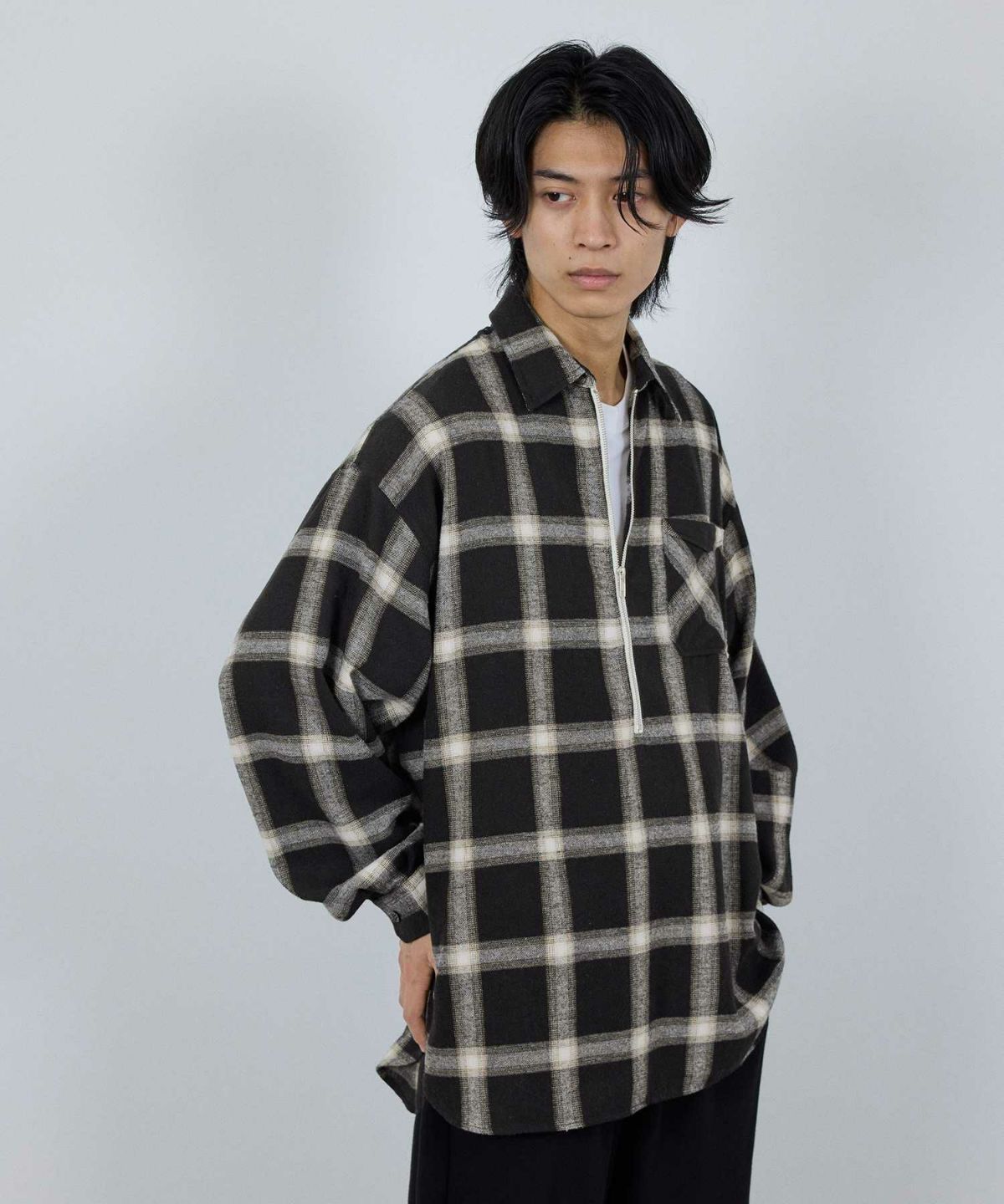 nAvy ハーフジップオンブレネルシャツ レディース