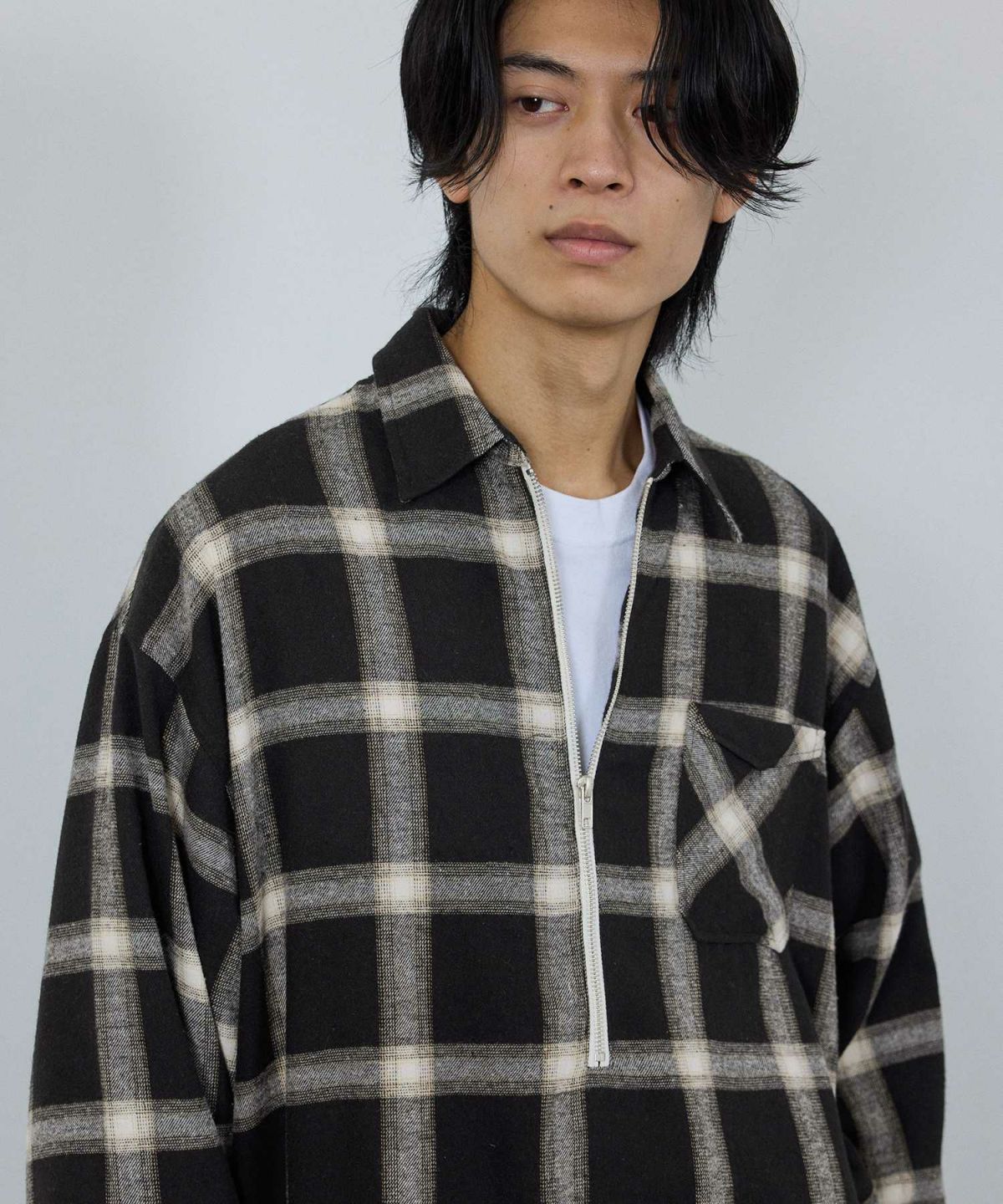 nAvy ハーフジップオンブレネルシャツ レディース