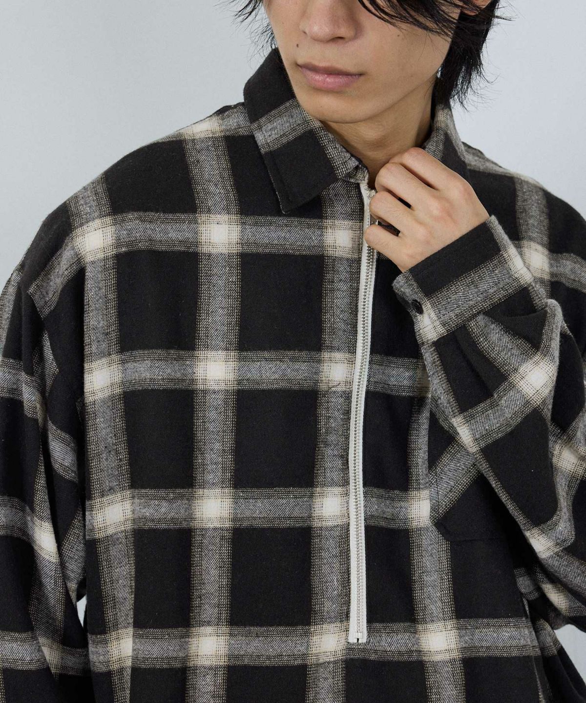 nAvy ハーフジップオンブレネルシャツ レディース