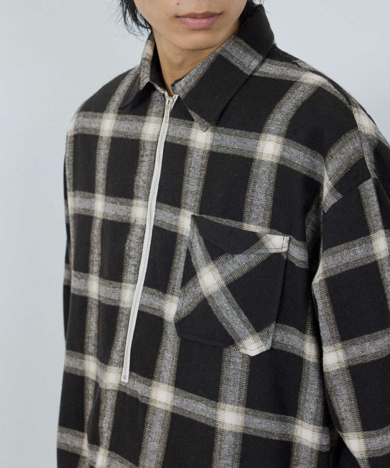 nAvy  ハーフジップオンブレネルシャツ レディース商品画像-12