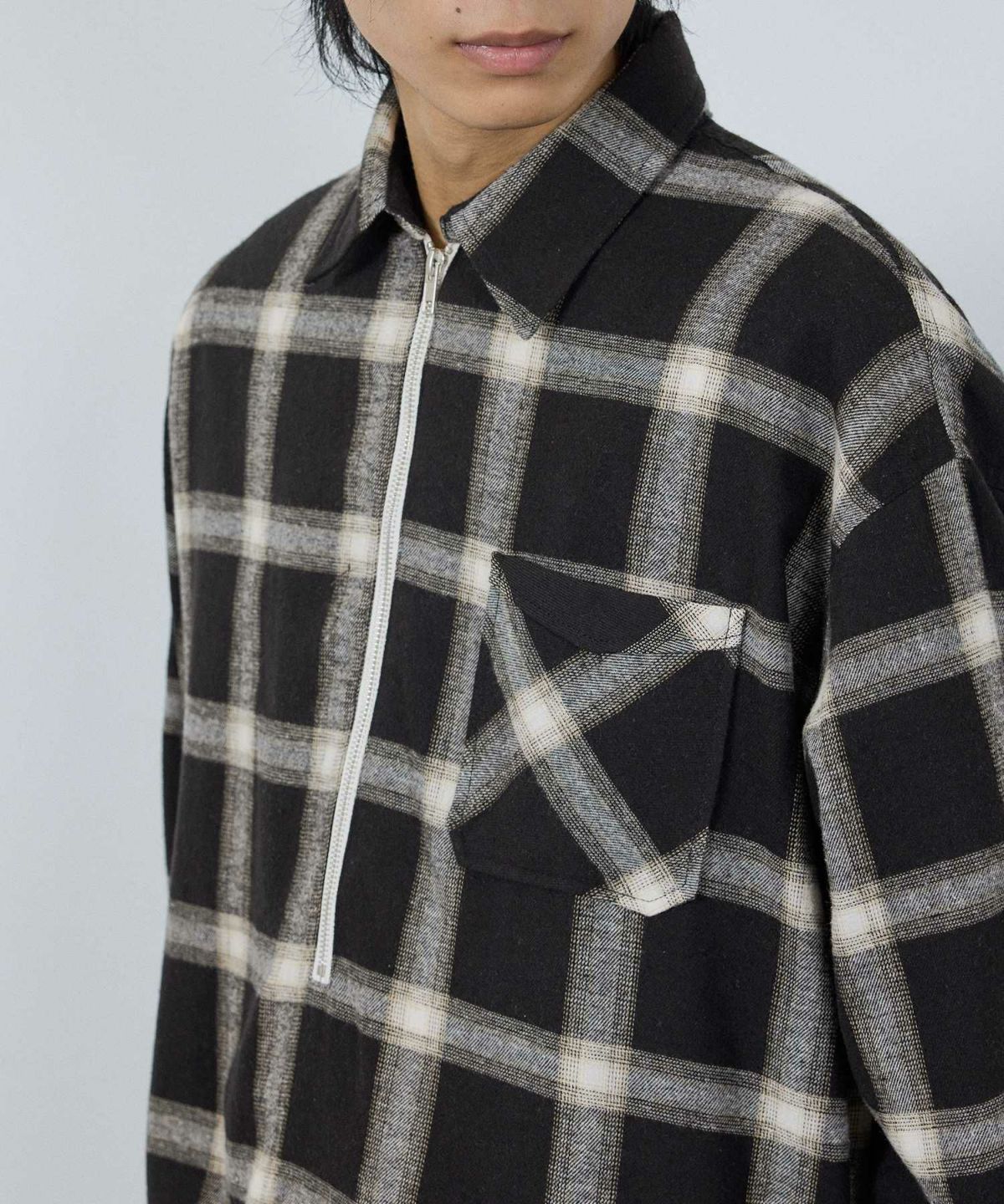 nAvy ハーフジップオンブレネルシャツ レディース