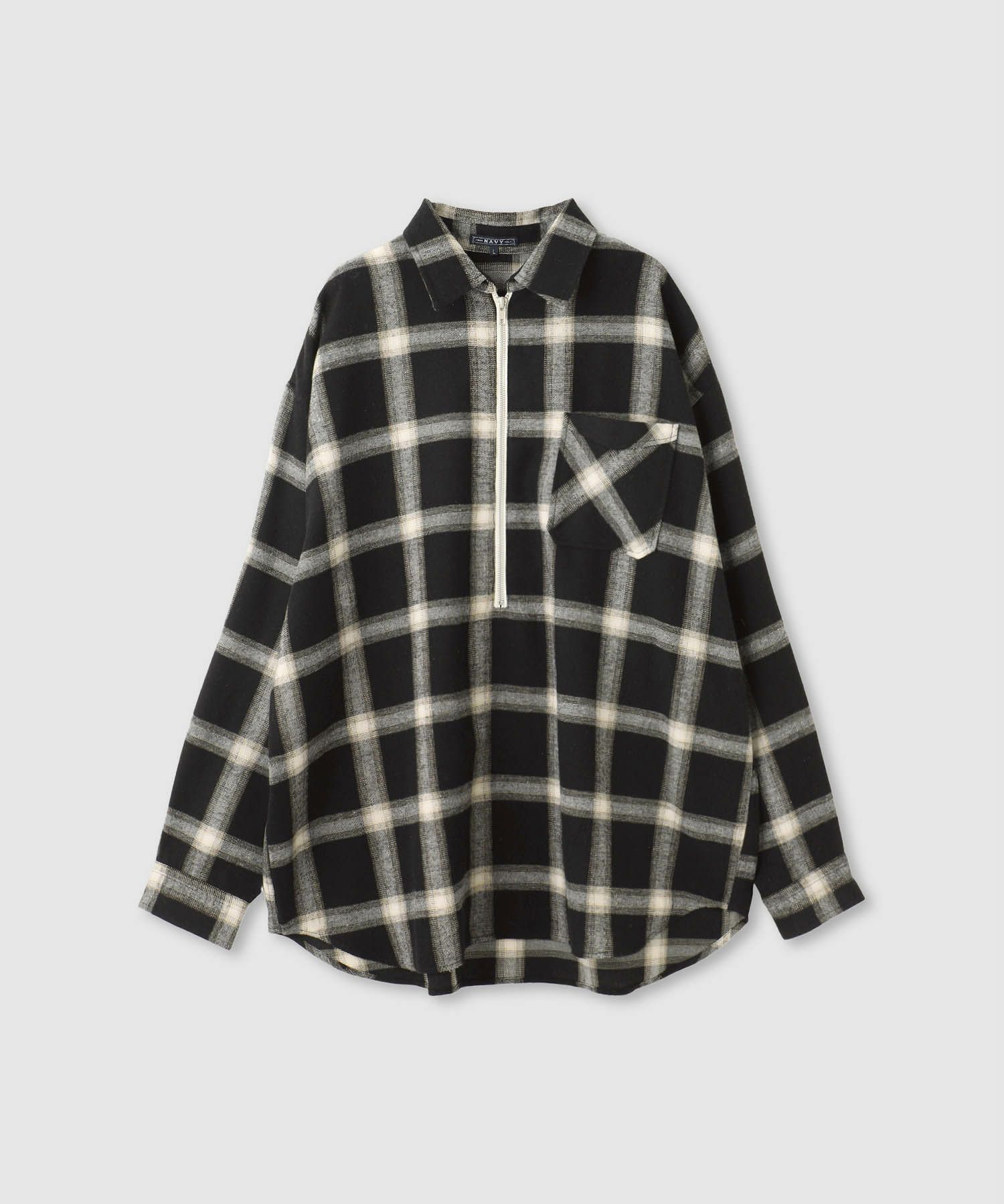 nAvy ハーフジップオンブレネルシャツ レディース