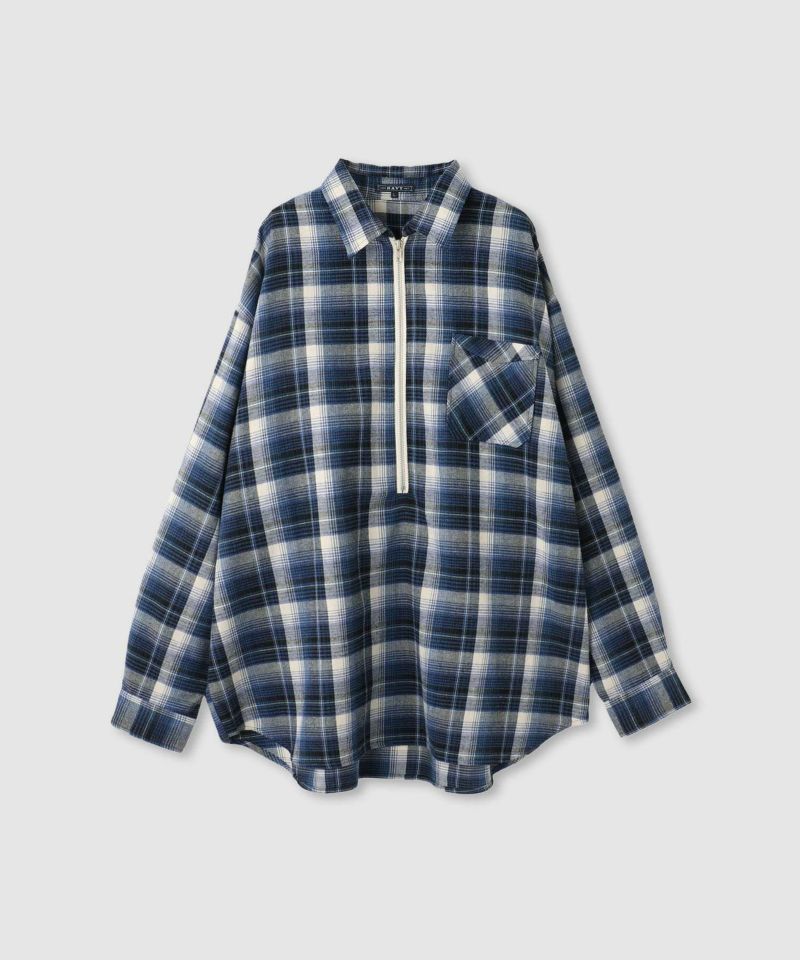 nAvy  ハーフジップオンブレネルシャツ レディース商品画像-13