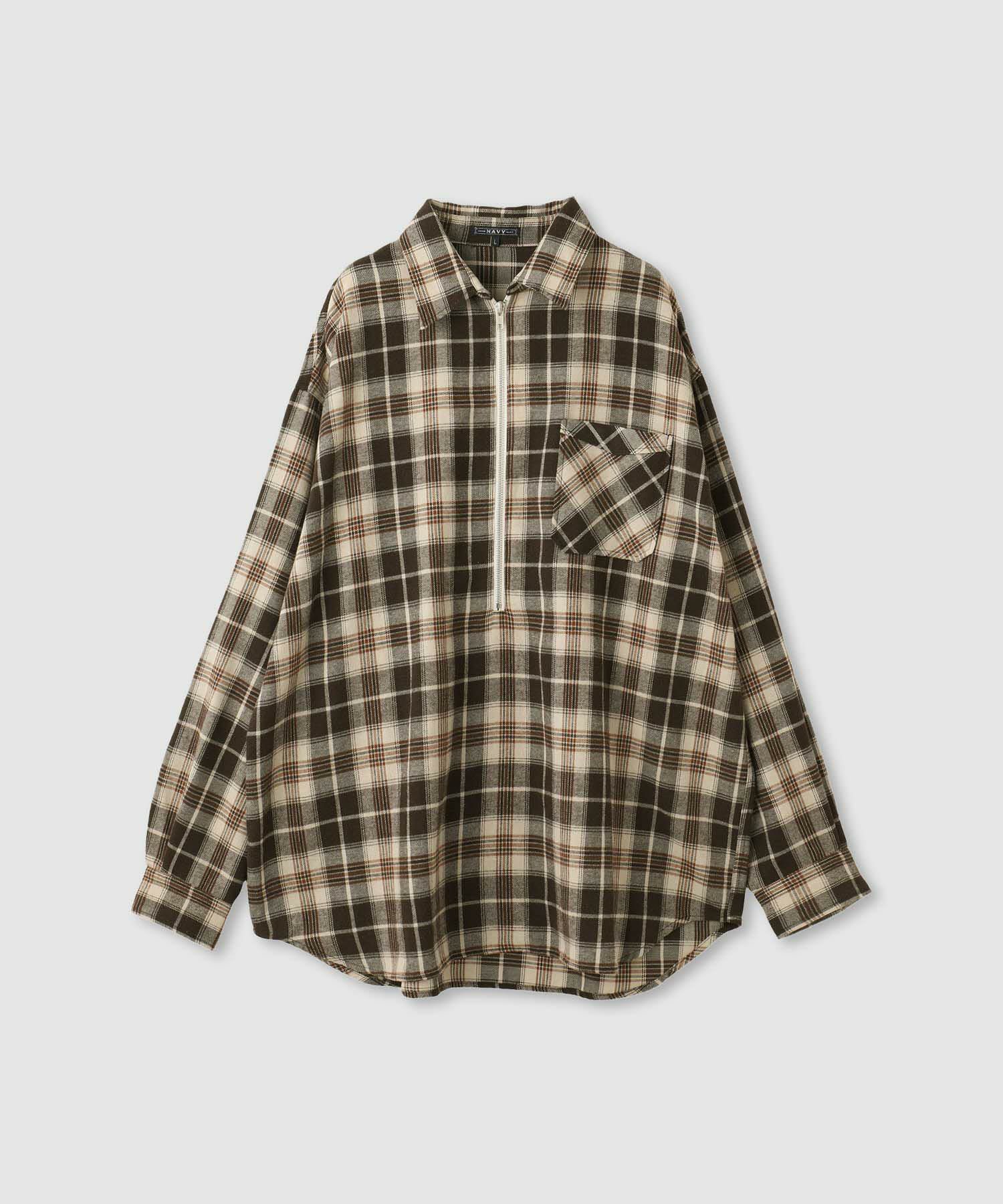 nAvy ハーフジップオンブレネルシャツ レディース