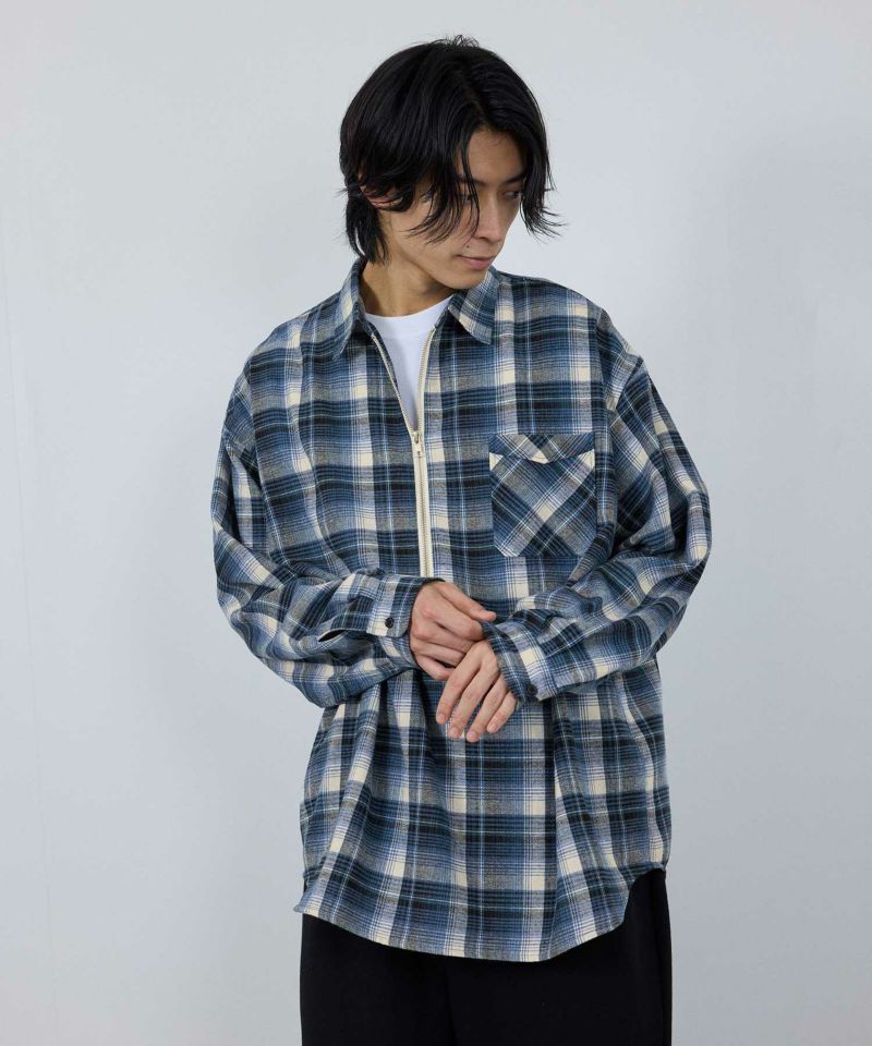 nAvy  ハーフジップオンブレネルシャツ レディース商品画像-20