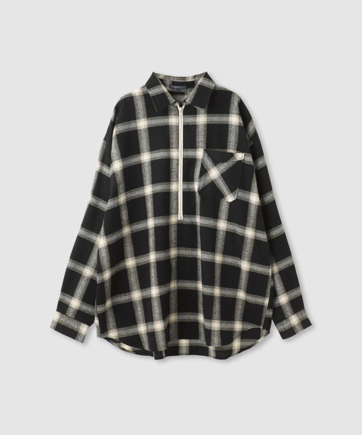 nAvy ハーフジップオンブレネルシャツ レディース