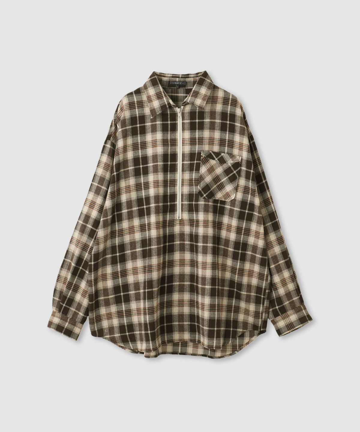 nAvy ハーフジップオンブレネルシャツ レディース