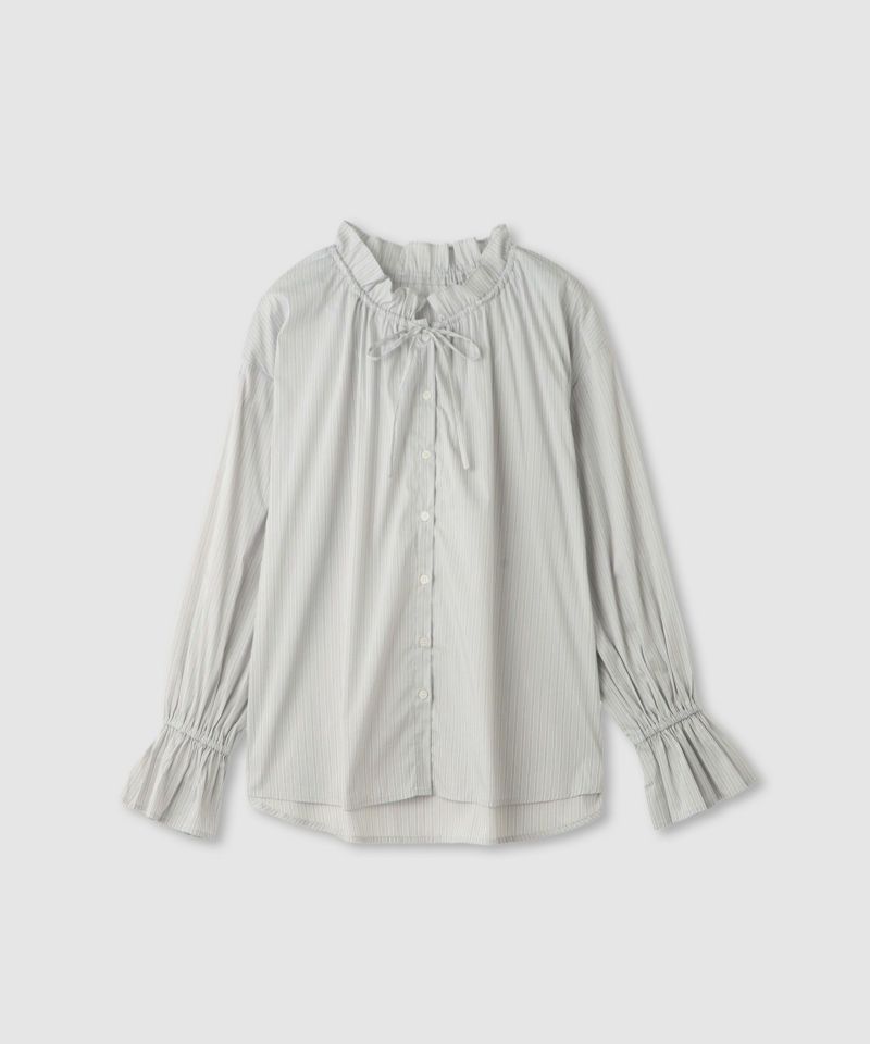 Idnes  ストライプフリルブラウス レディース商品画像-1