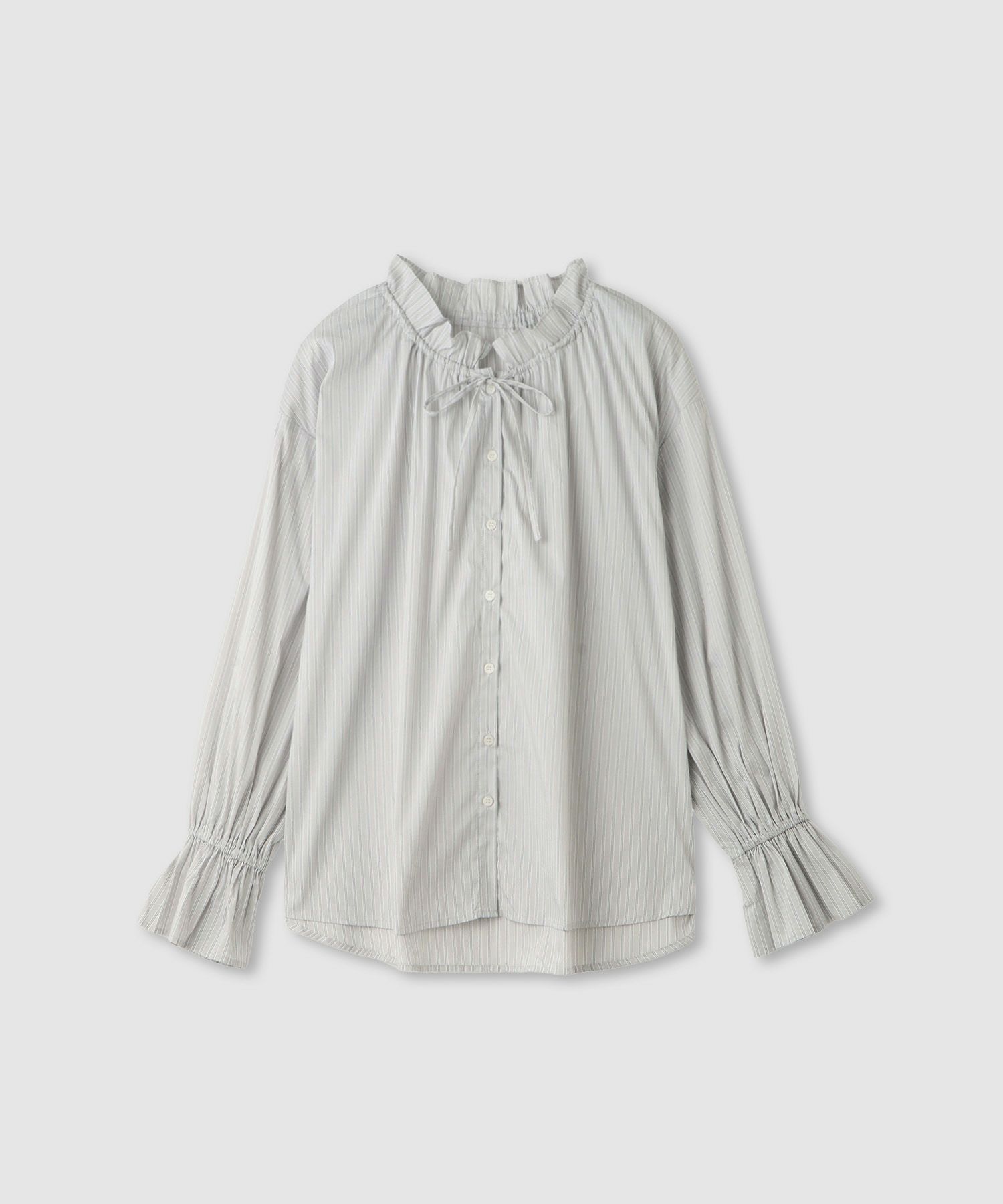 Idnes ストライプフリルブラウス レディース